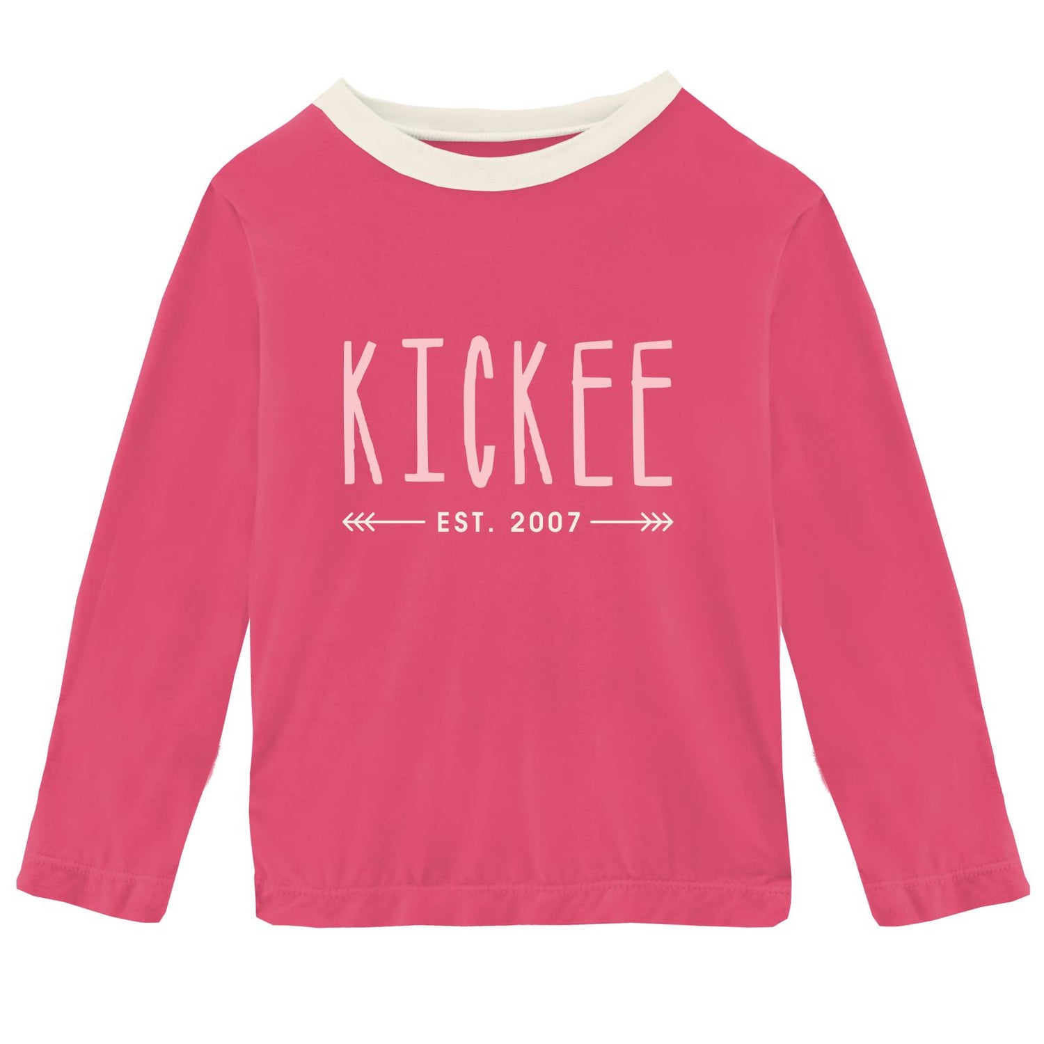 Long Sleeve Tailored Fit Graphic Tee in Winter Rose KicKee