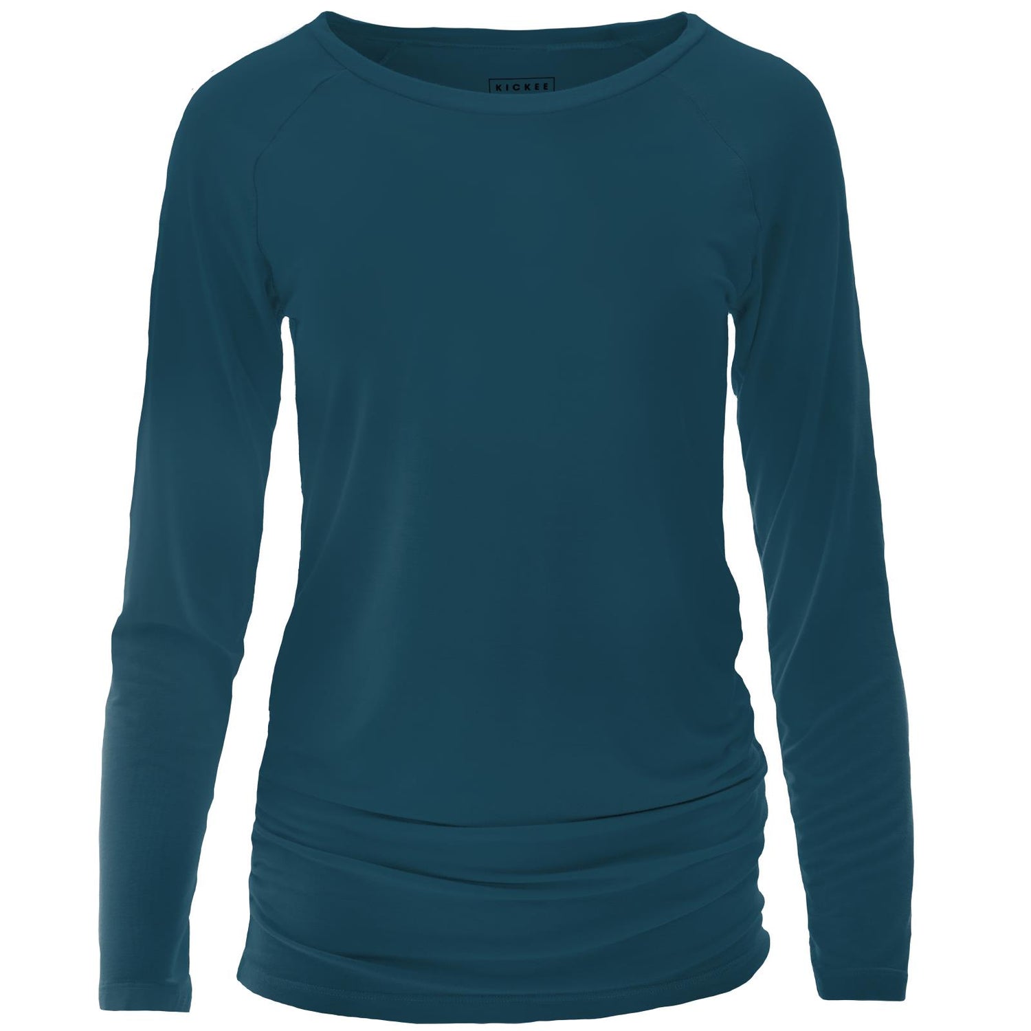 Women's Long Sleeve Raglan Maternity Tee in Peacock