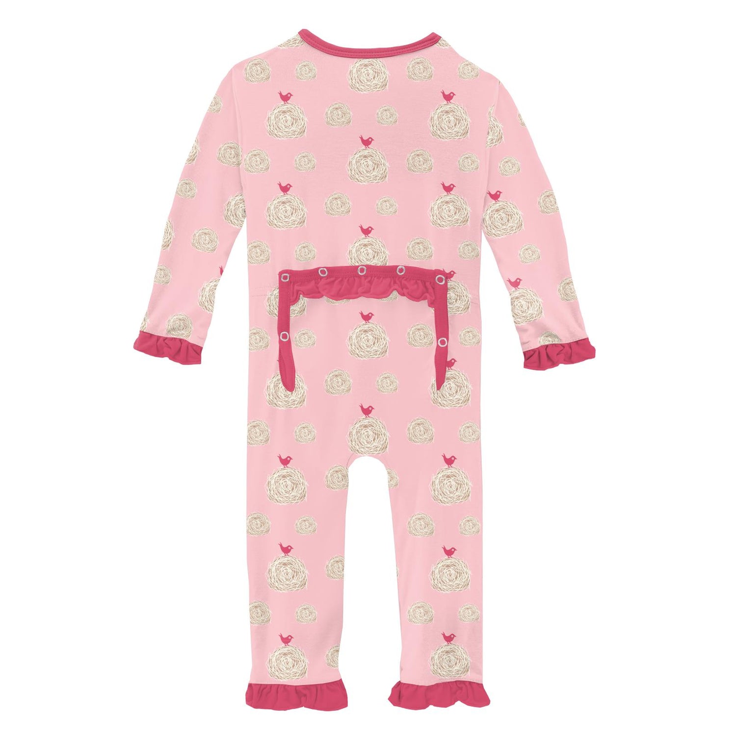 Print Classic Ruffle Coverall with Zipper in Lotus Hay Bales