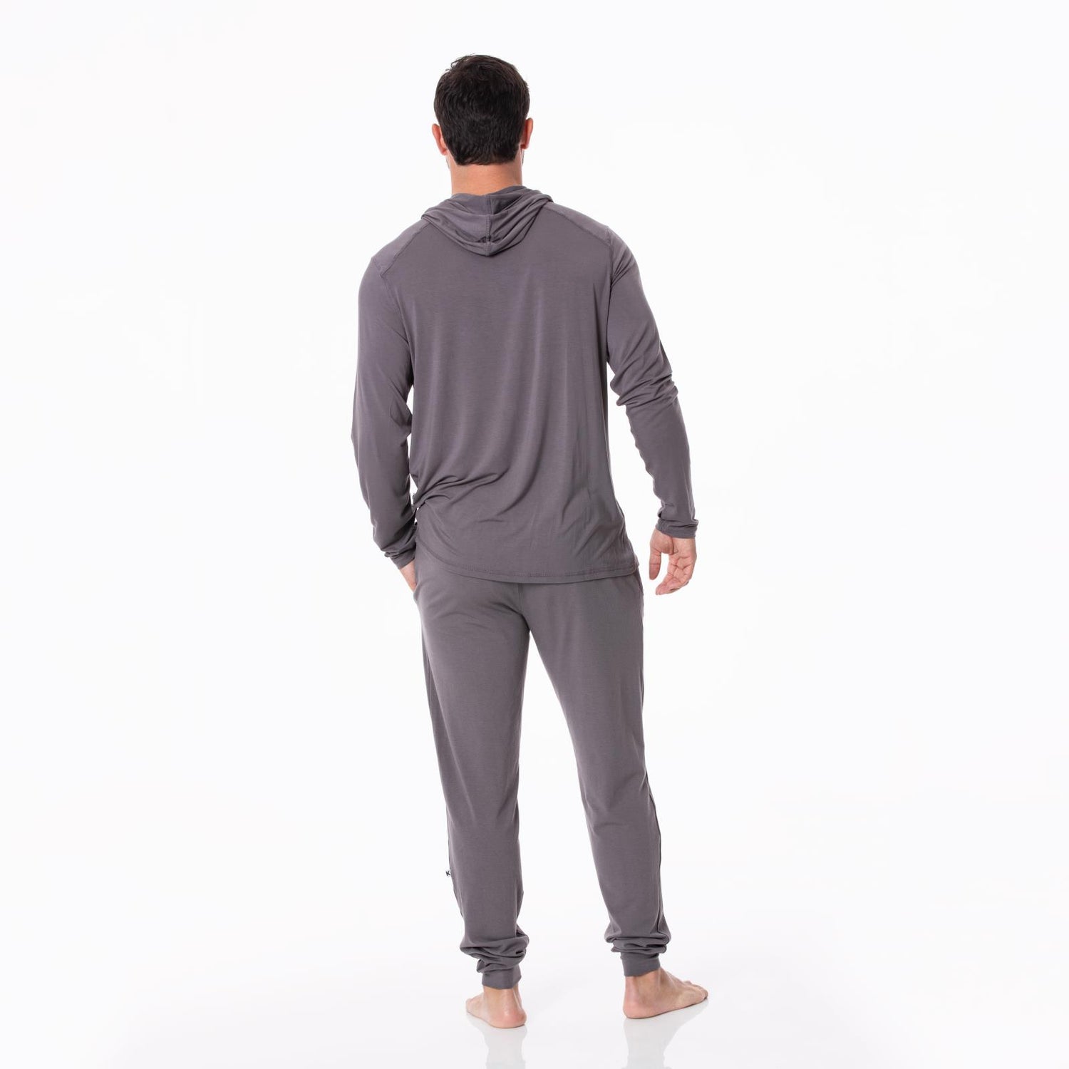 Men's Long Sleeve Hooded Tee in Rain