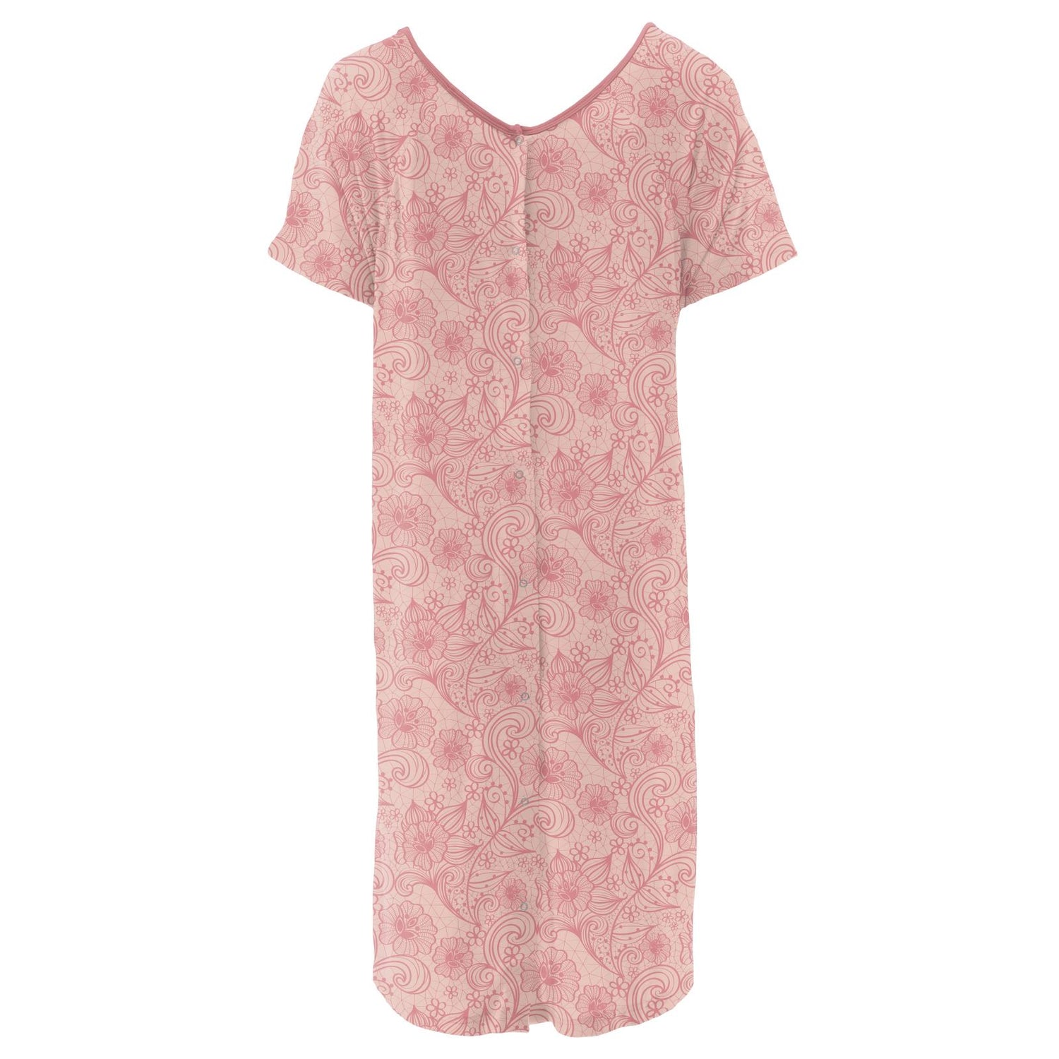 Women's Print Hospital Gown in Peach Blossom Lace