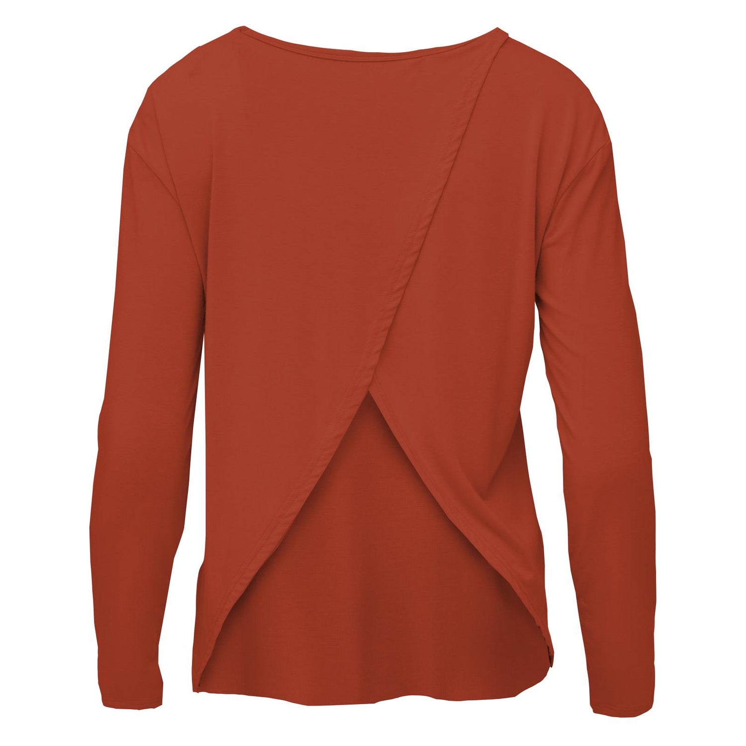 Women's Long Sleeve Butterfly Open-Back Top in Red Tea