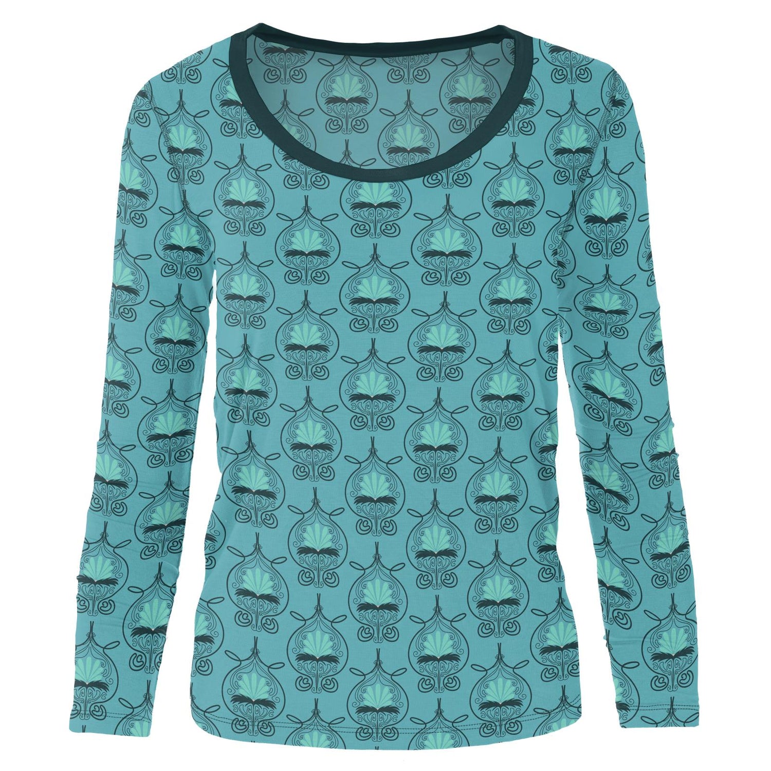 Women's Print Long Sleeve Scoop Neck Tee in Art Nouveau Floral