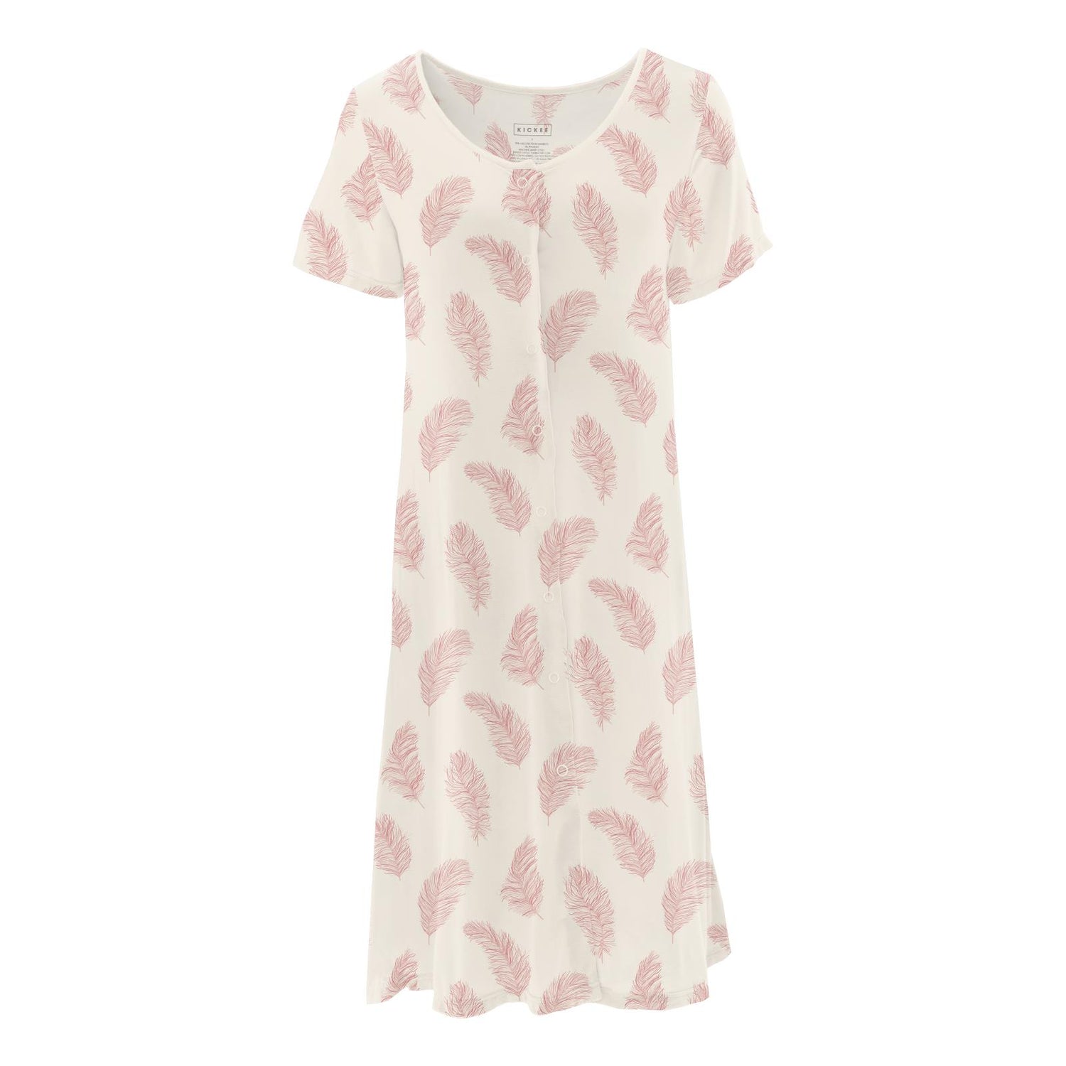 Women's Print Nursing Nightgown in Natural Feathers