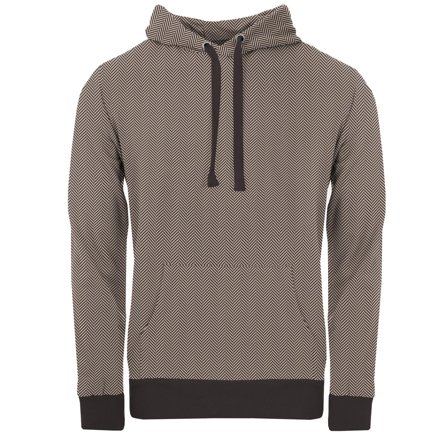 Men's Print Fleece Kangaroo Pocket Pullover in Herringbone