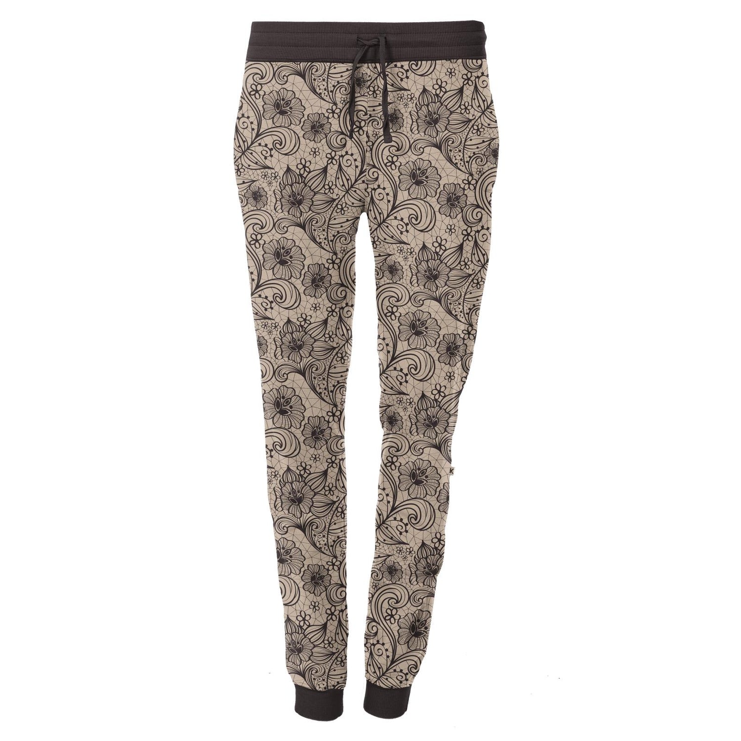 Women's Print Fleece Joggers in Burlap Lace