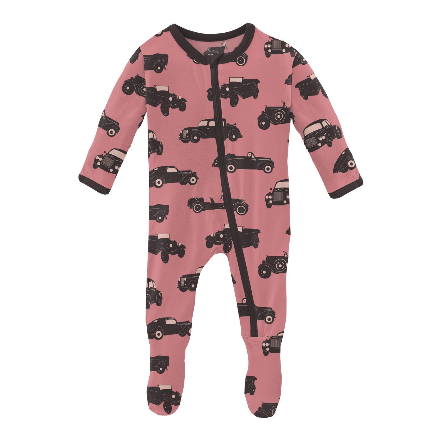 Print Footie with Zipper in Desert Rose Vintage Cars