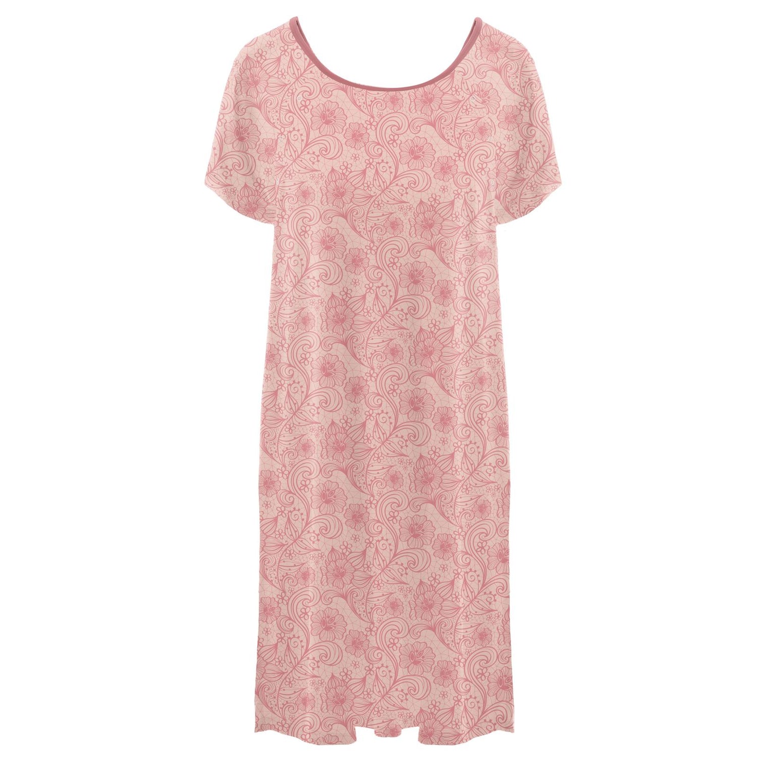 Women's Print Hospital Gown in Peach Blossom Lace