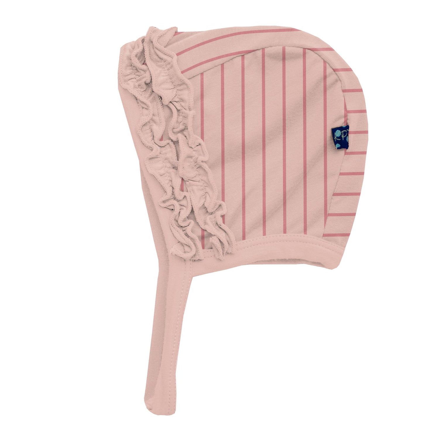 Print Ruffle Bonnet in Pinstripe