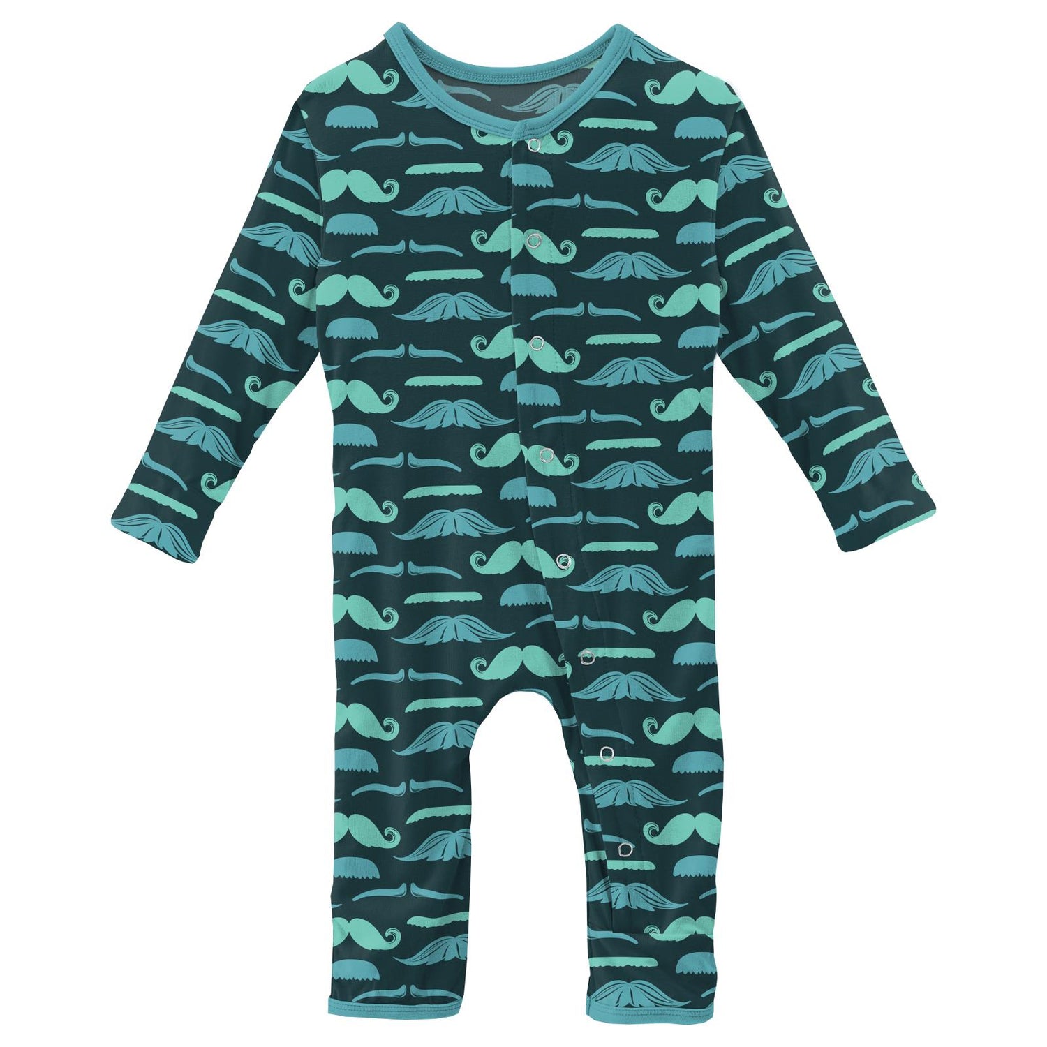 Print Coverall with Snaps in Pine Moustaches