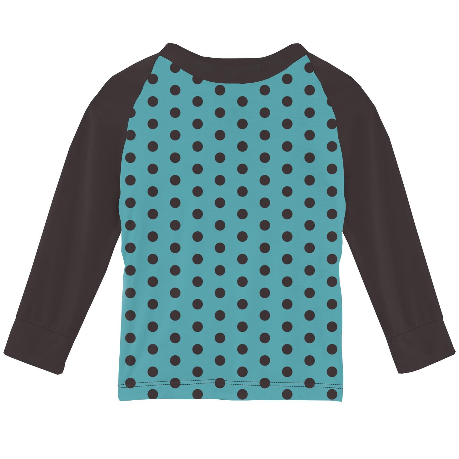 Print Long Sleeve Tailored Fit Raglan Tee in Glacier Polka Dots