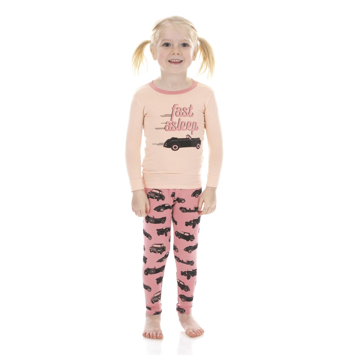 Long Sleeve Graphic Tee Pajama Set in Desert Rose Vintage Cars