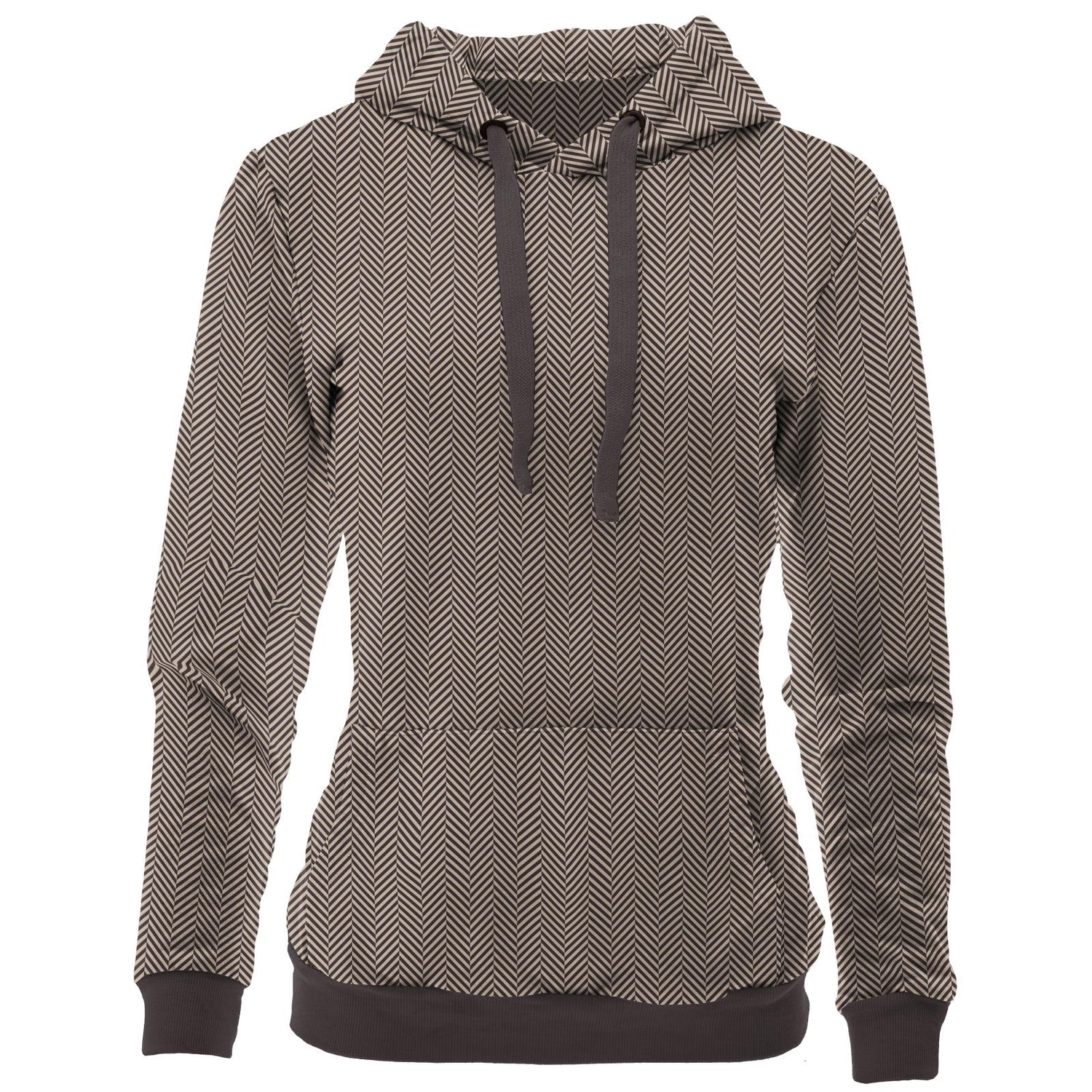 Women's Print Fleece Kangaroo Pocket Pullover in Herringbone