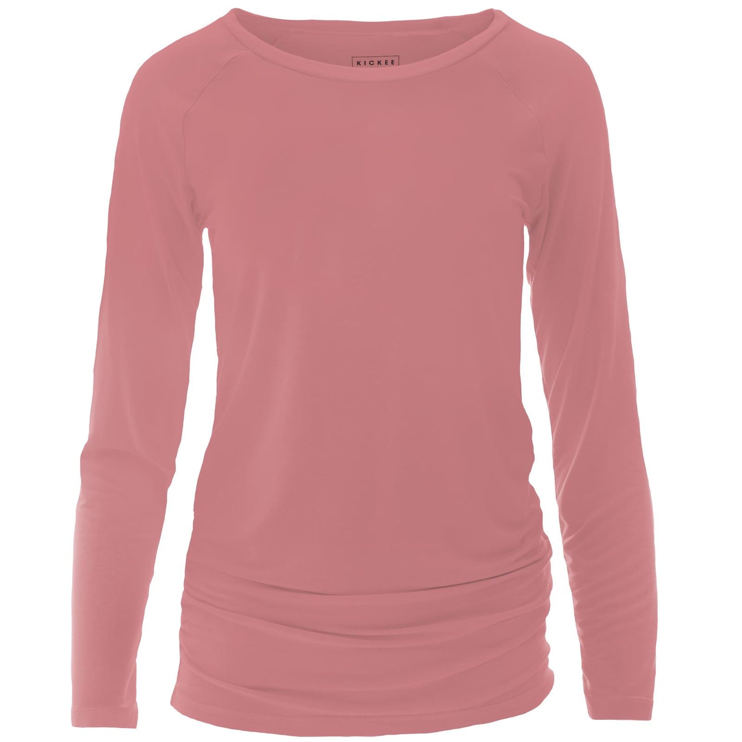 Women's Long Sleeve Raglan Maternity Tee in Desert Rose