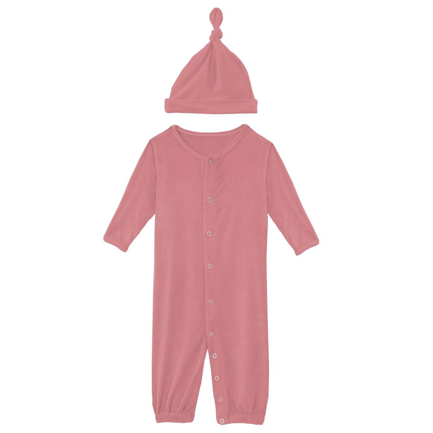 Layette Gown Converter & Single Knot Hat Set in Desert Rose