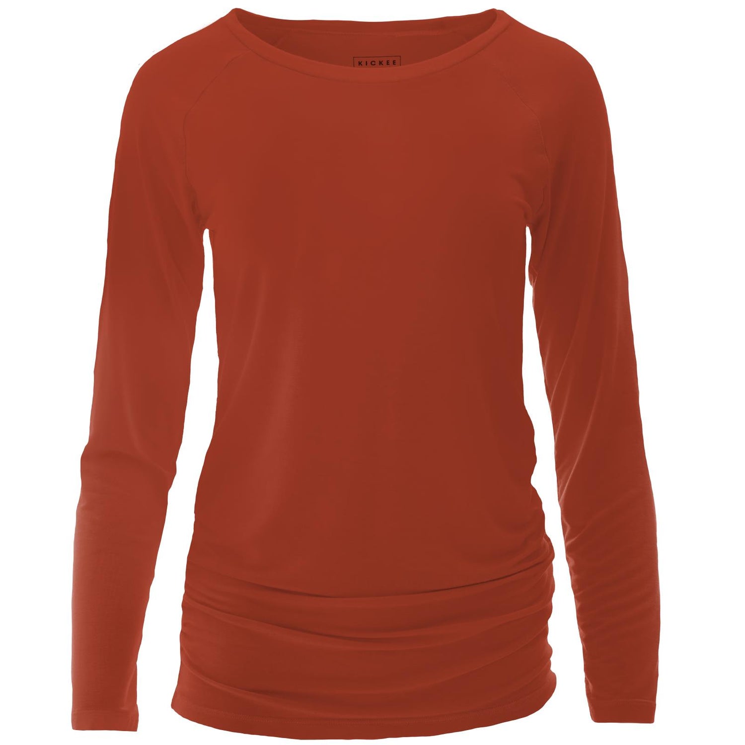 Women's Long Sleeve Raglan Maternity Tee in Red Tea