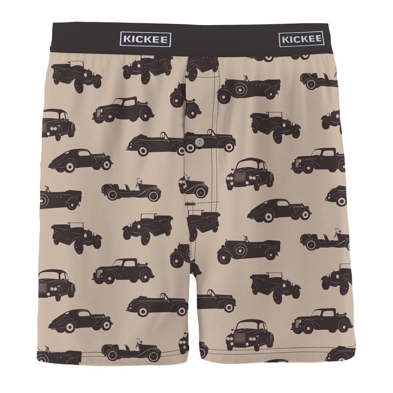Men's Print Boxer Short in Burlap Vintage Cars