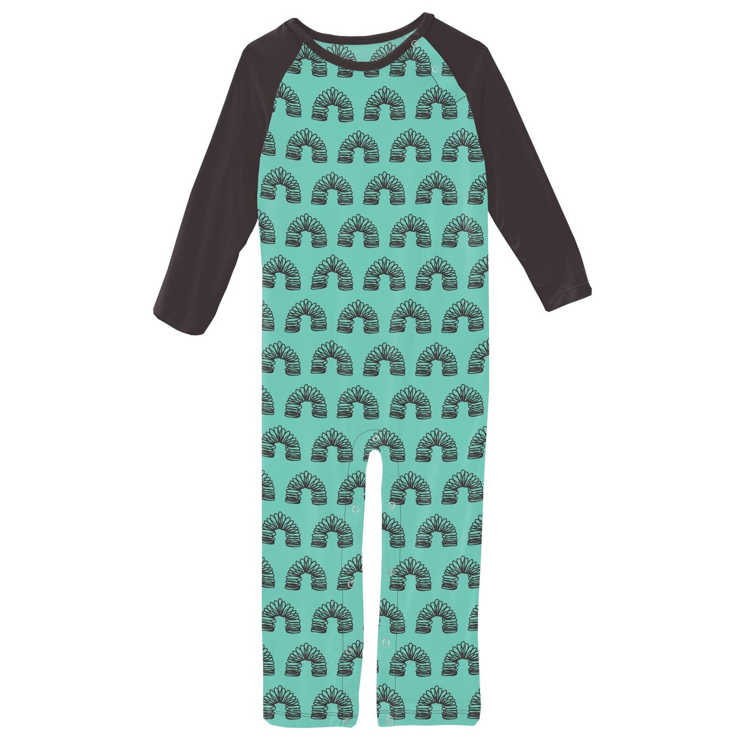 Print Long Sleeve Raglan Romper in Glass Spring Toy