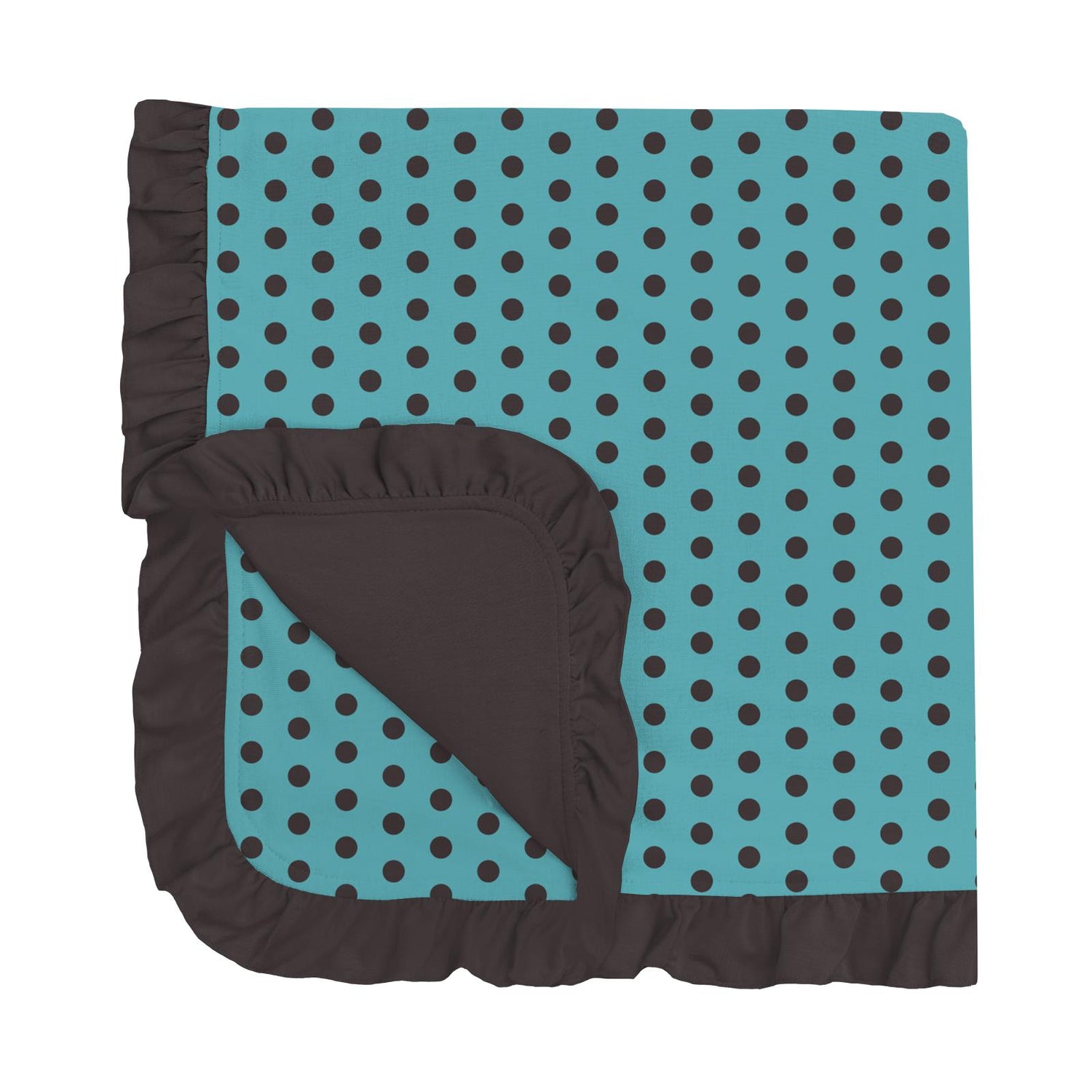 Print Ruffle Stroller Blanket in Glacier Polka Dots
