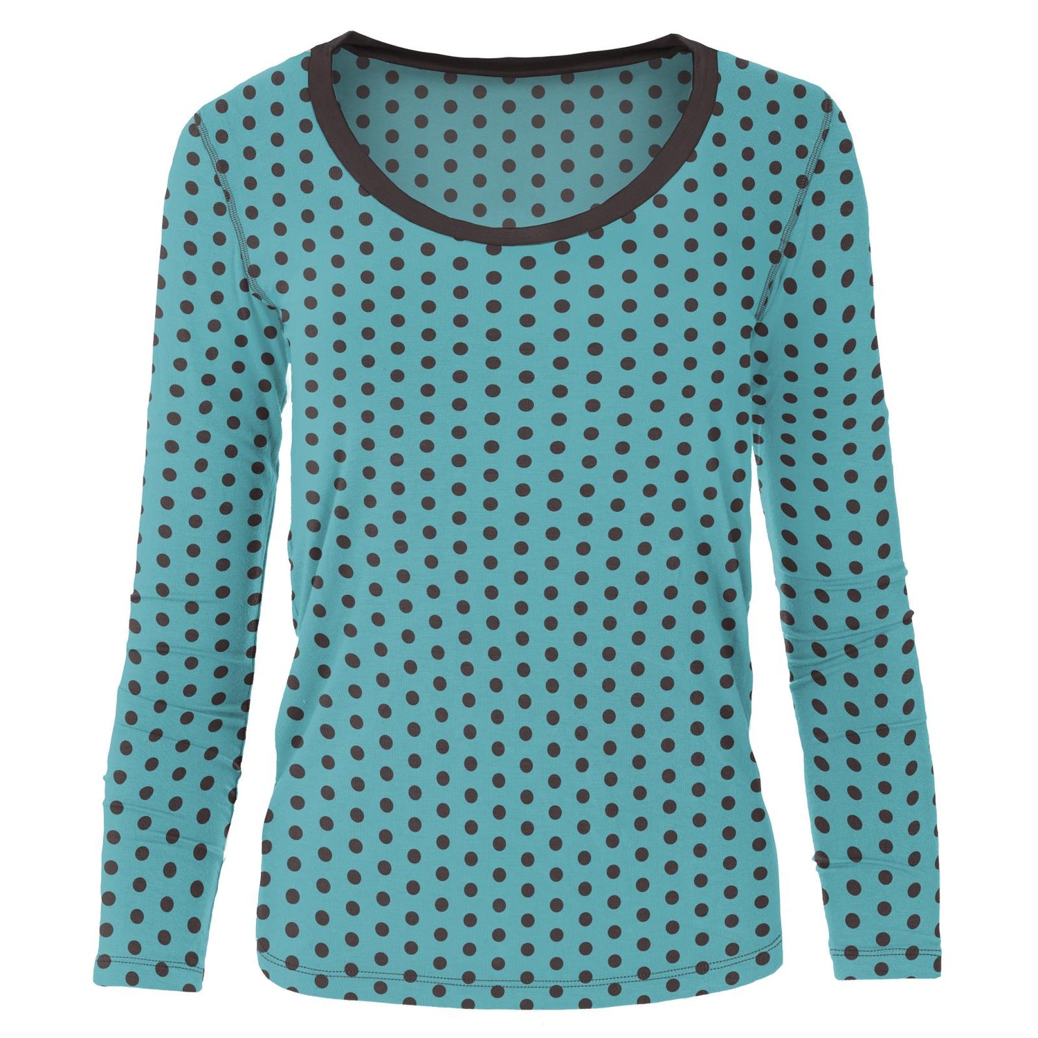 Women's Print Long Sleeve Scoop Neck Tee in Glacier Polka Dots