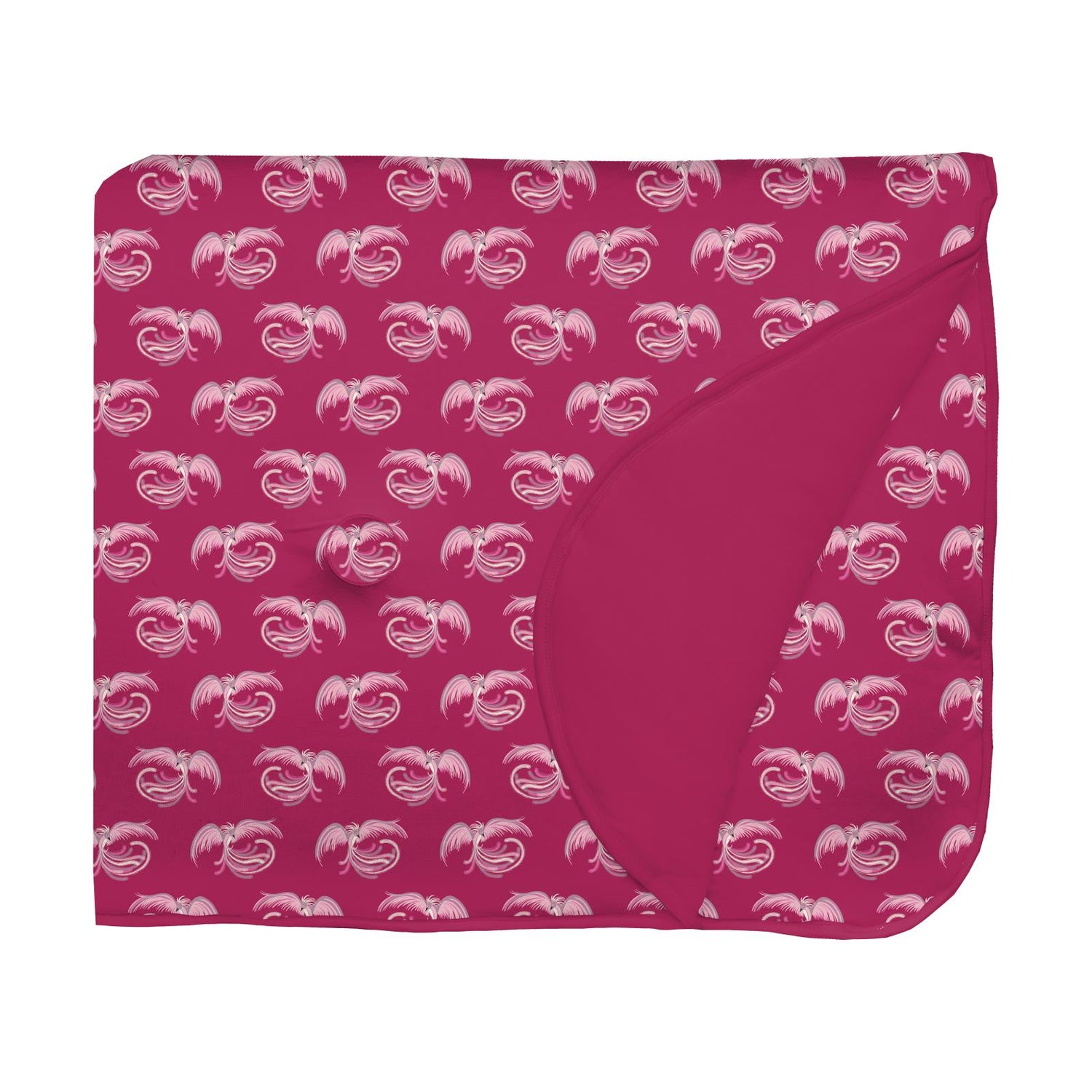 Print Fluffle Stroller Blanket with Embroidery in Dragon Fruit Phoenix