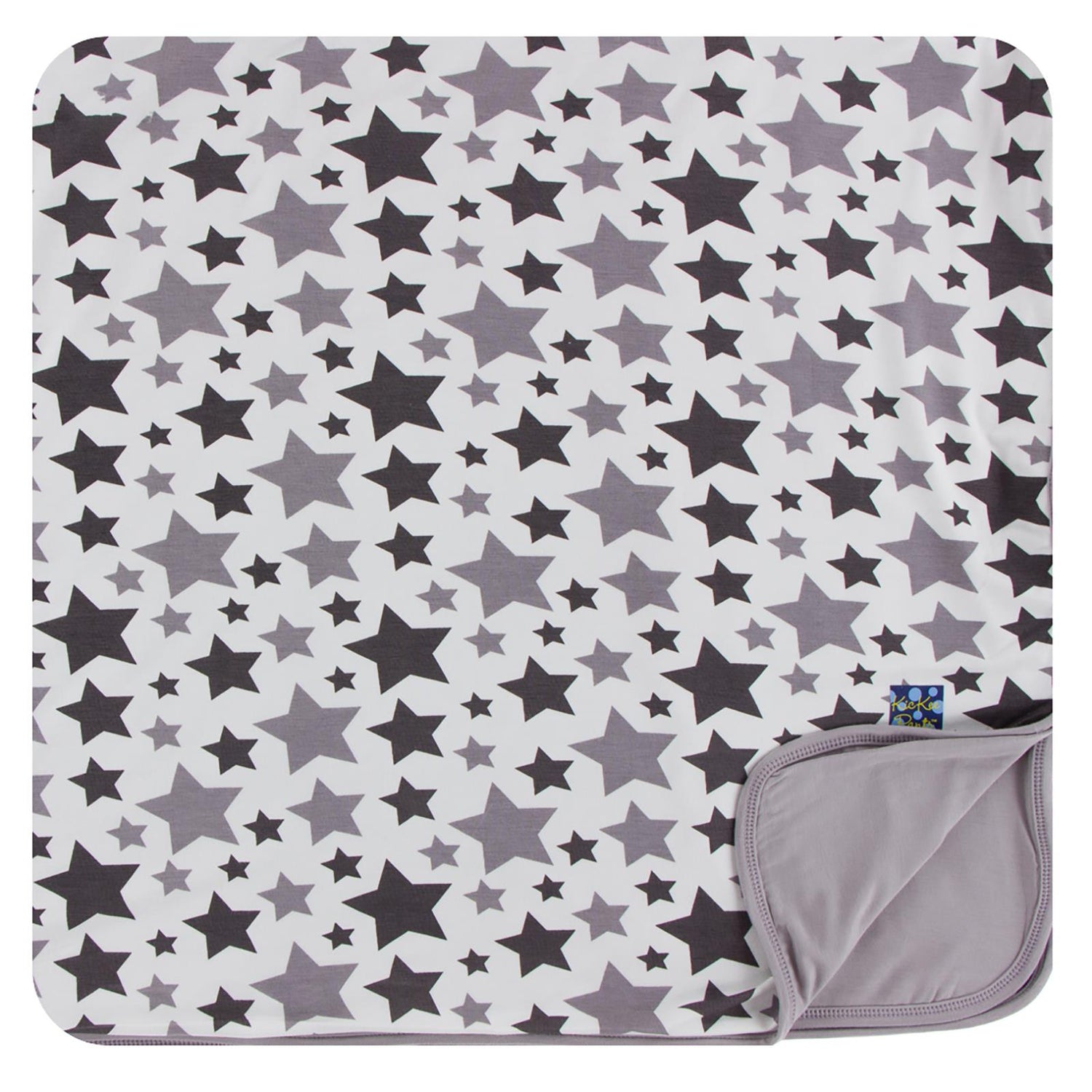 Essentials Print Toddler Blanket in Feather/Rain Stars with Feather Reverse