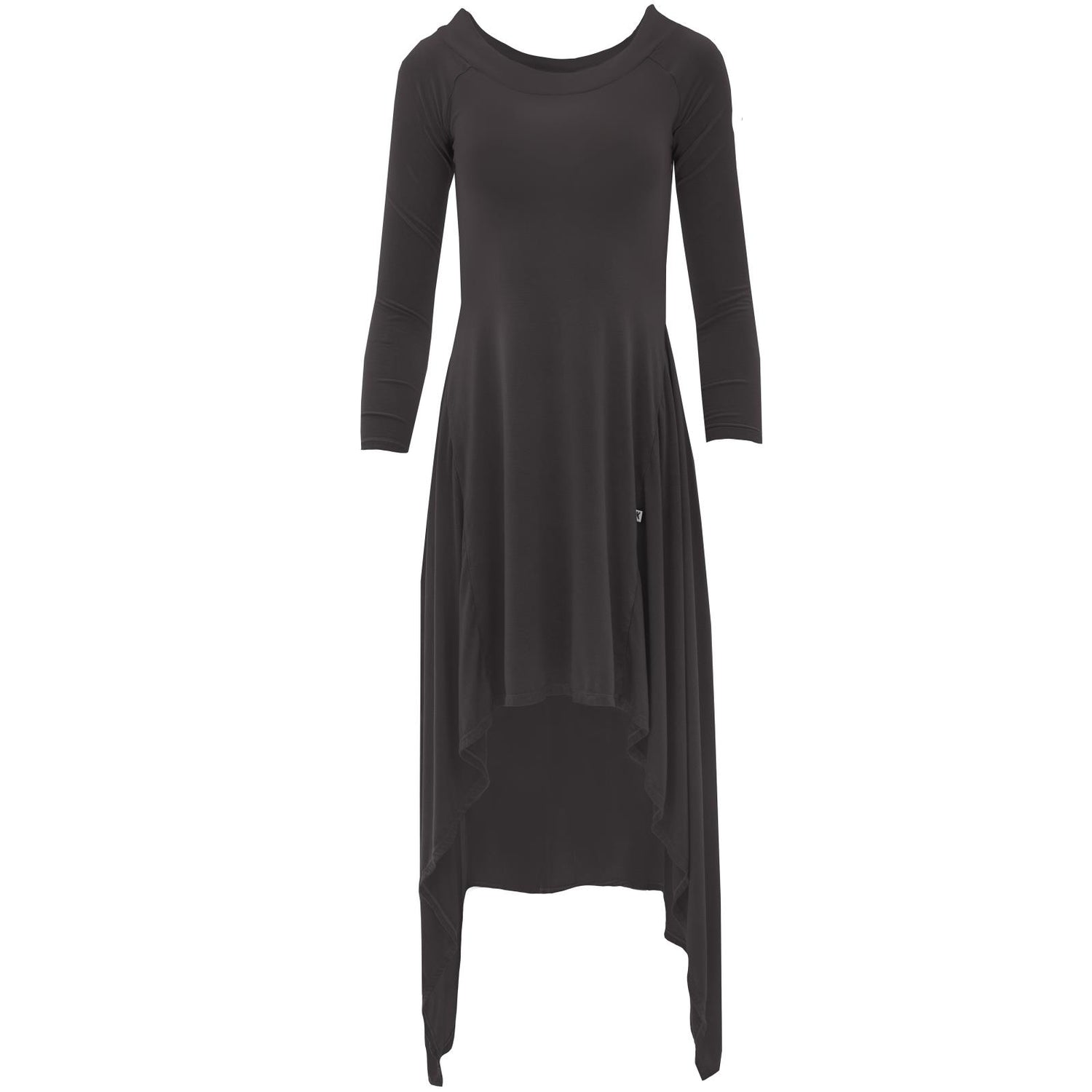 Women's Long Sleeve Hi Lo Raglan Dress in Midnight
