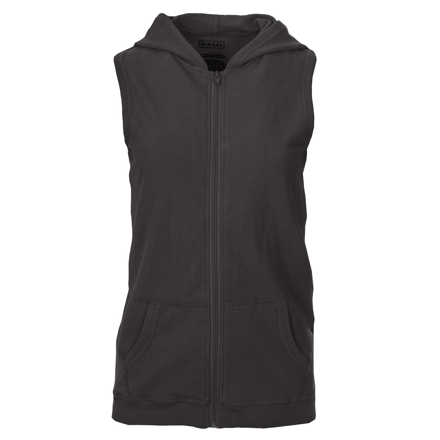 Women's Zip-Front Fleece Hooded Vest in Midnight