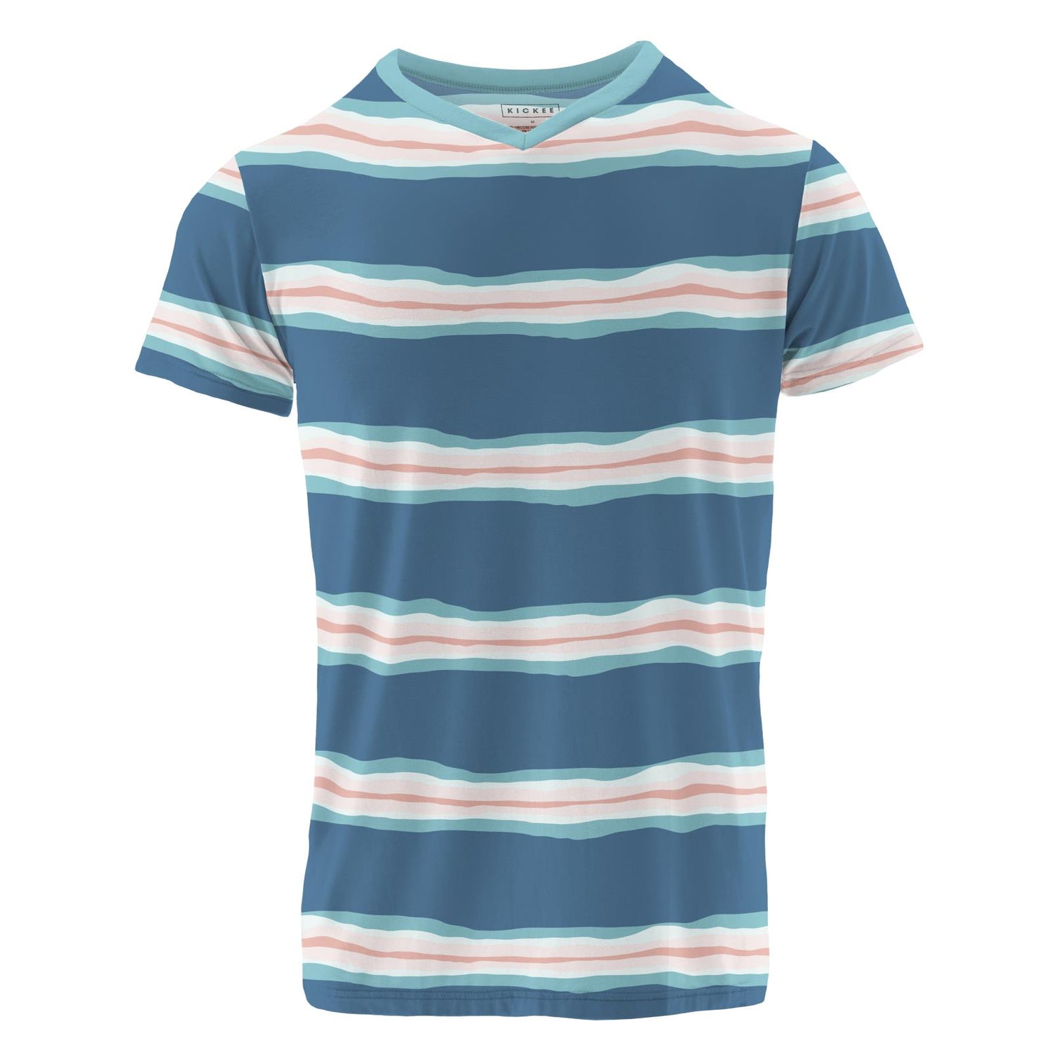 Men's Short Sleeve Print V-Neck Tee in Abstract Prismatic Spring