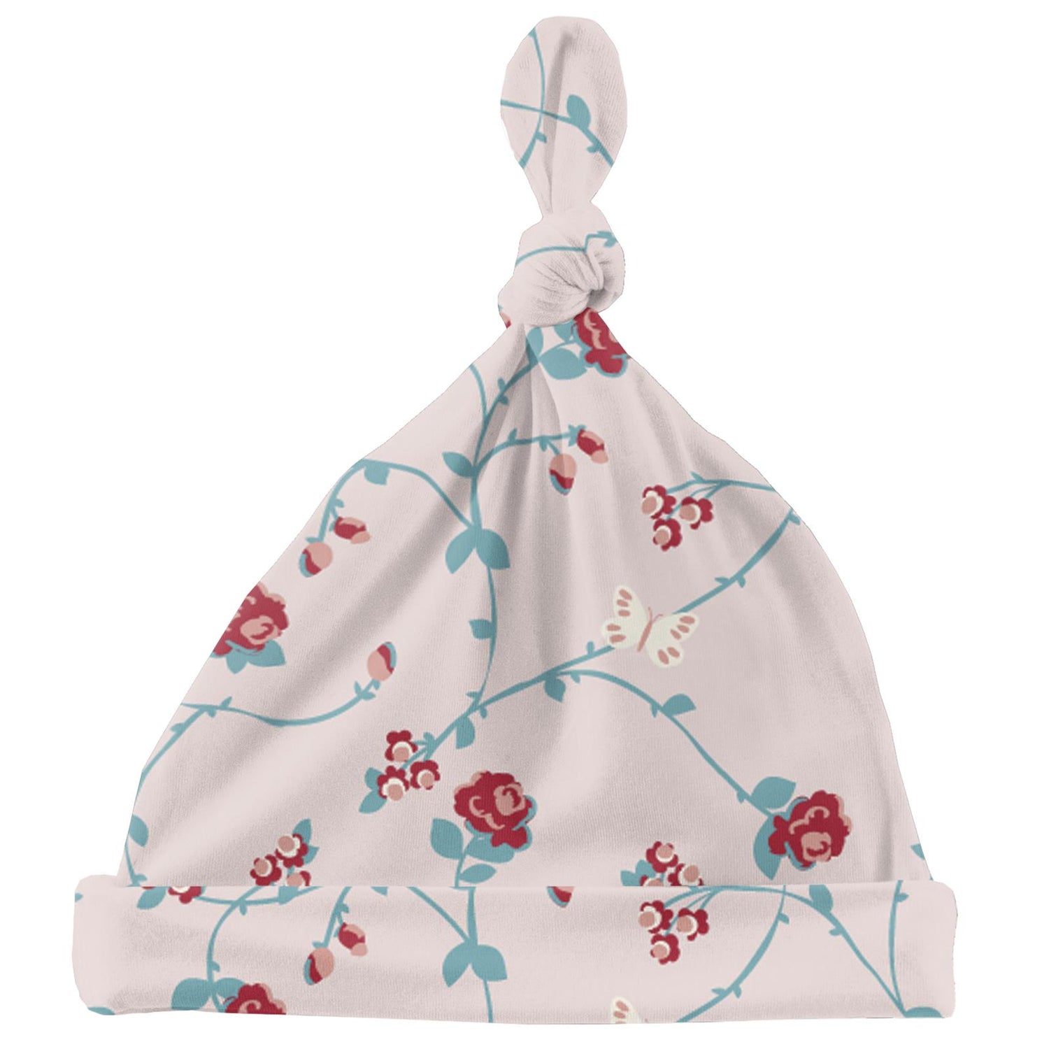 Print Knot Hat in Macaroon Floral Vines