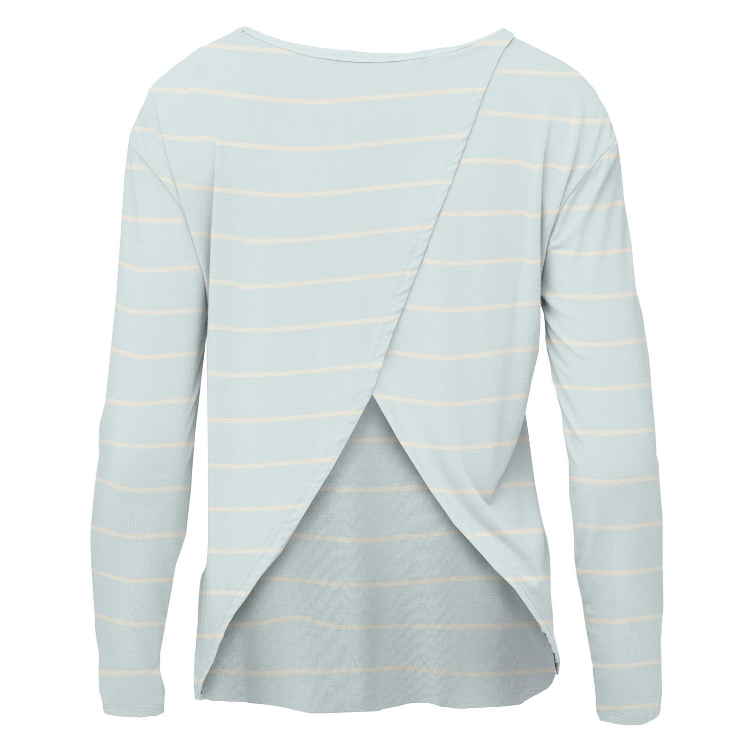 Women's Print Long Sleeve Butterfly Open-Back Top in Fresh Air Road Trip Stripe