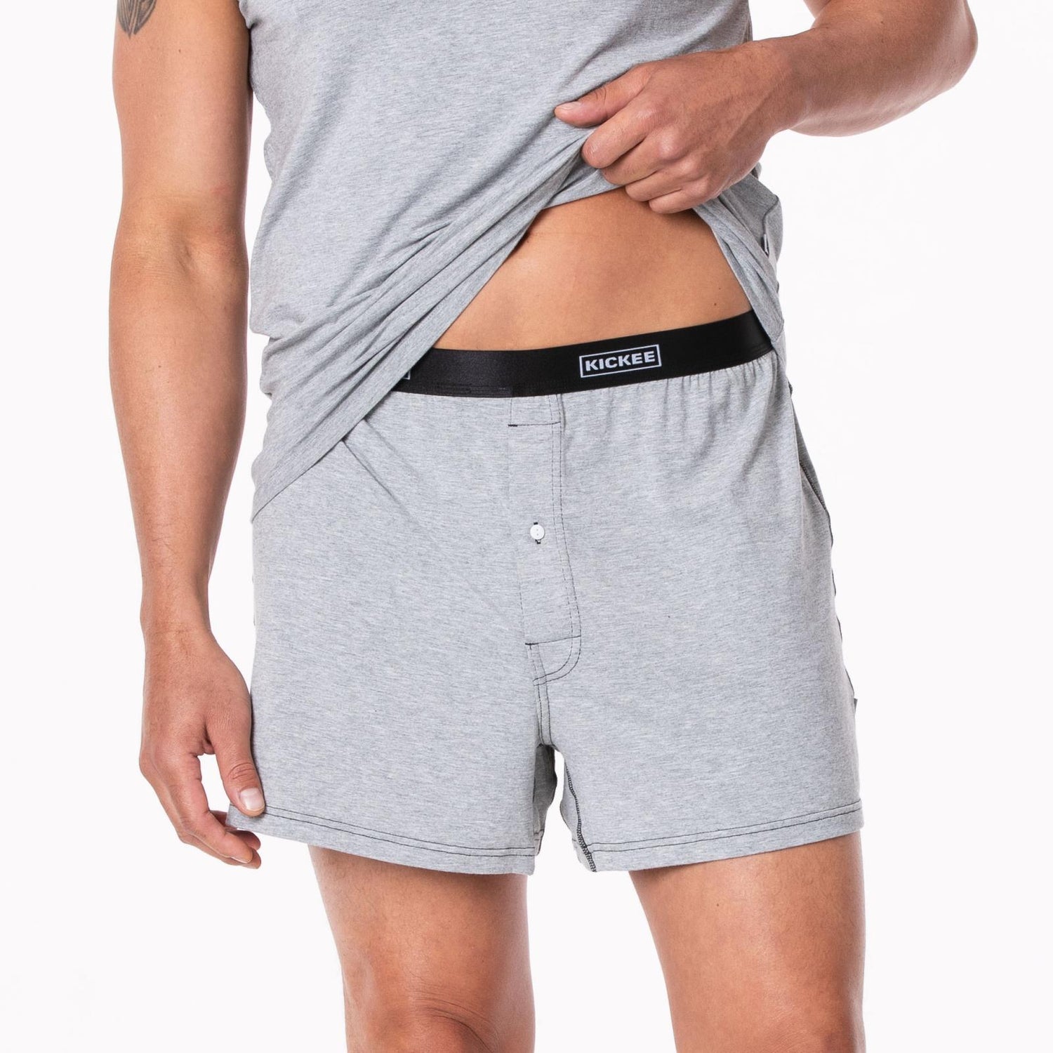 Men's Boxer Shorts in Heathered Mist with Midnight