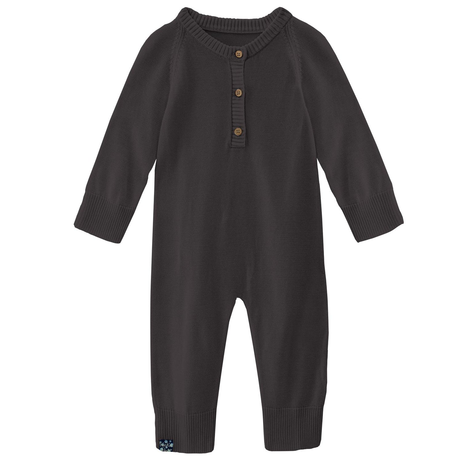 Knitted Henley Romper in Midnight