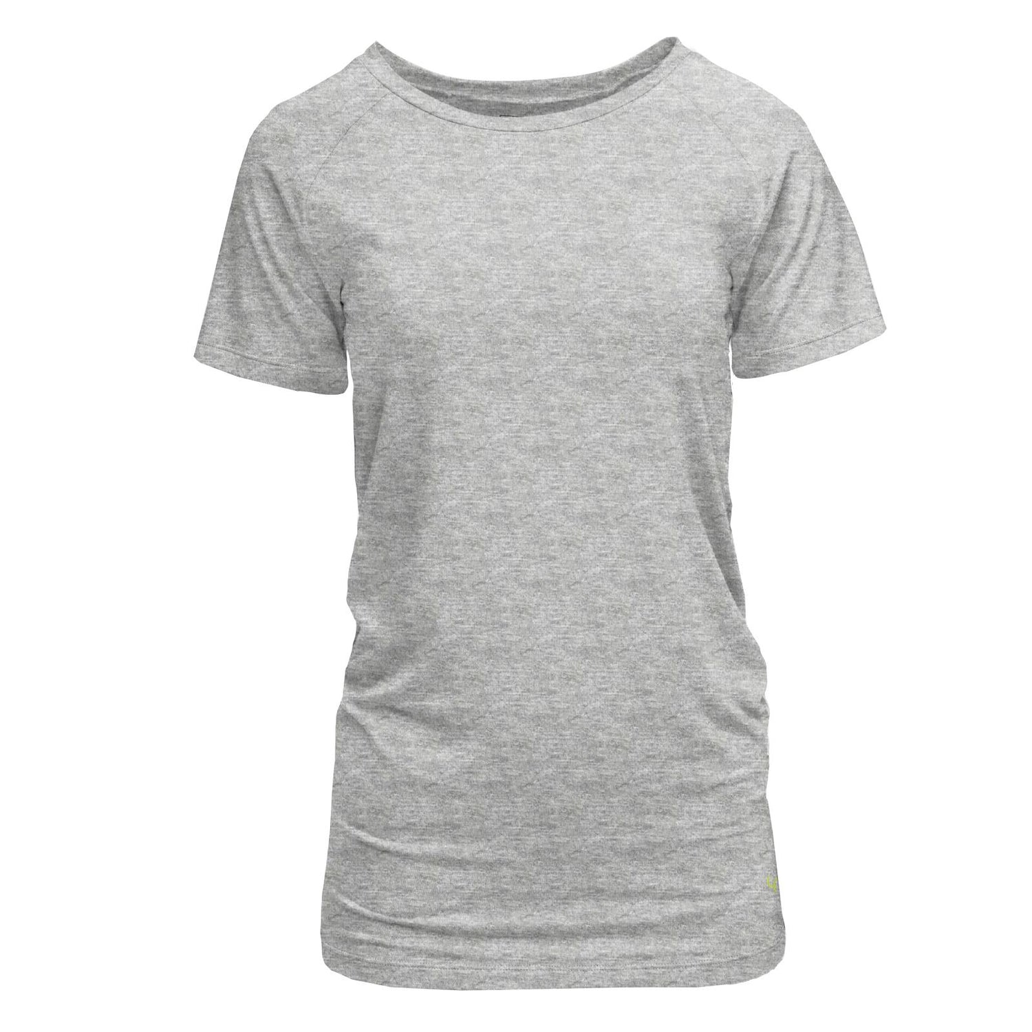 Women's Short Sleeve Raglan Maternity Tee in Heathered Mist