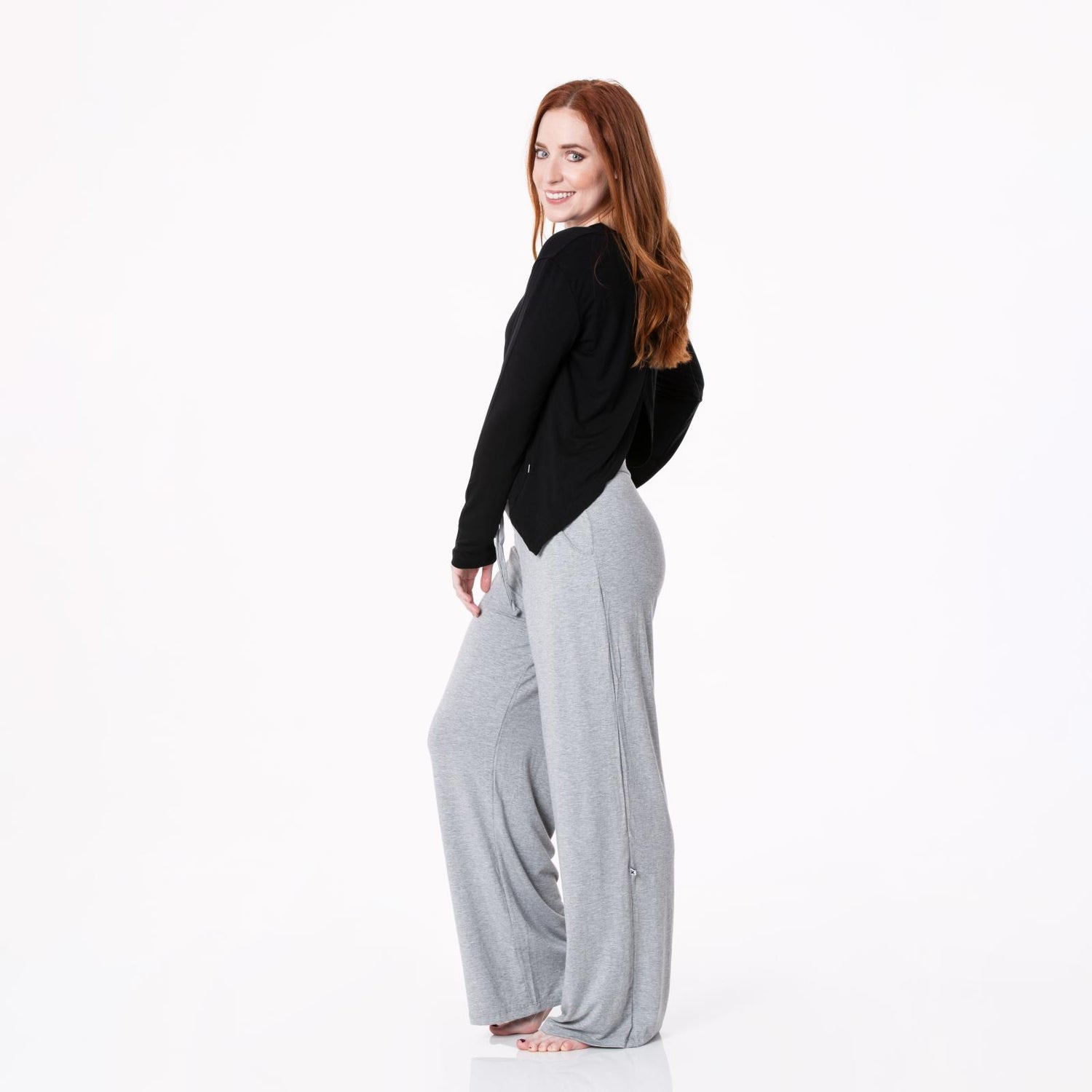 Women's Long Sleeve Butterfly Open-Back Top in Midnight