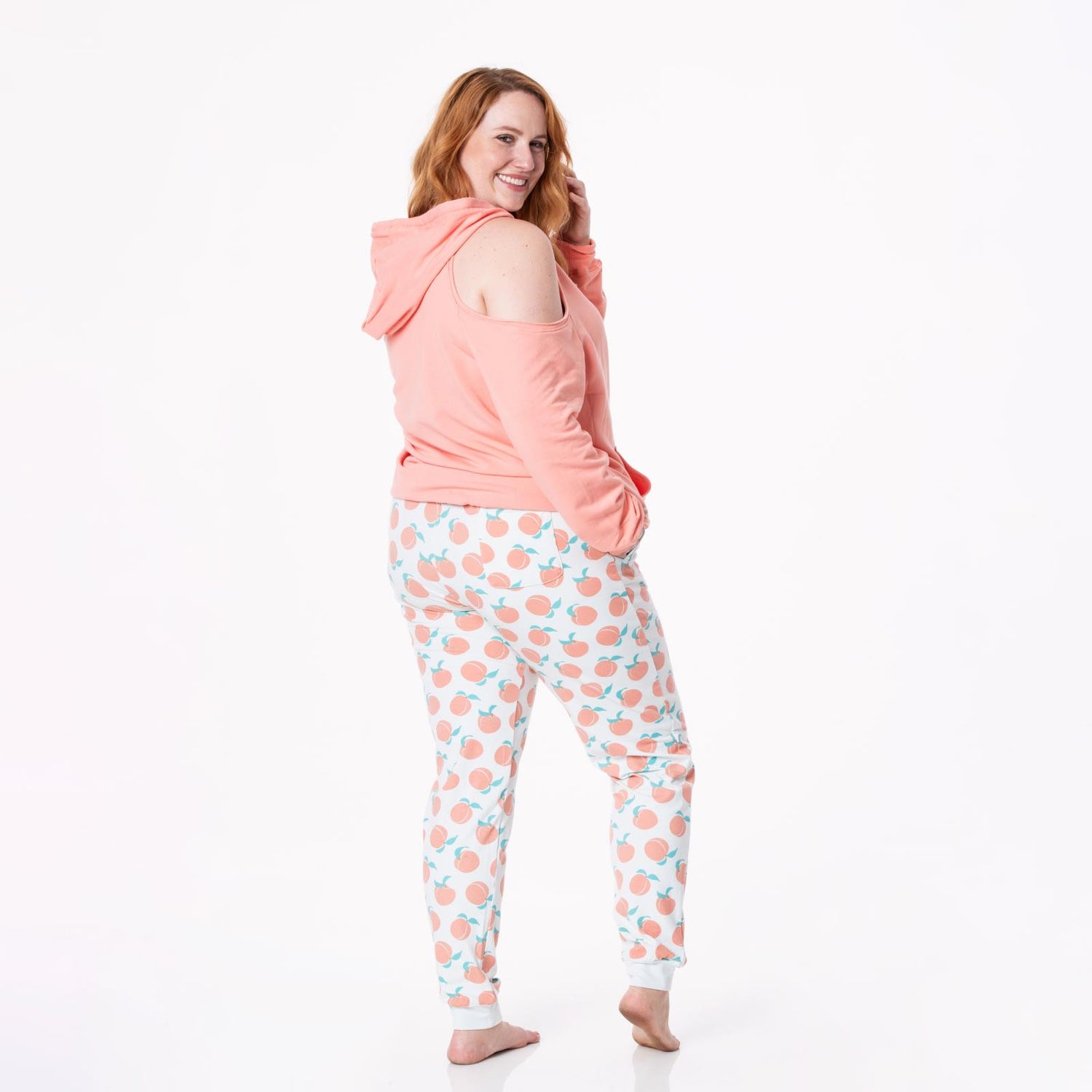 Women's Fleece Open-Shoulder Pullover in Blush