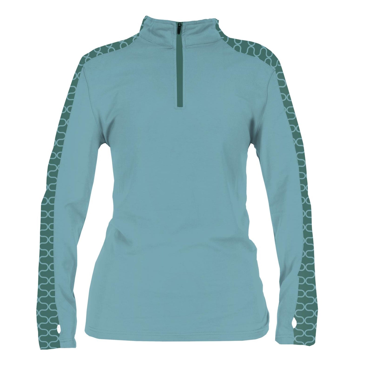 Women's Print Long Sleeve Luxe Sport Tee with Thumbhole in Ivy Lattice