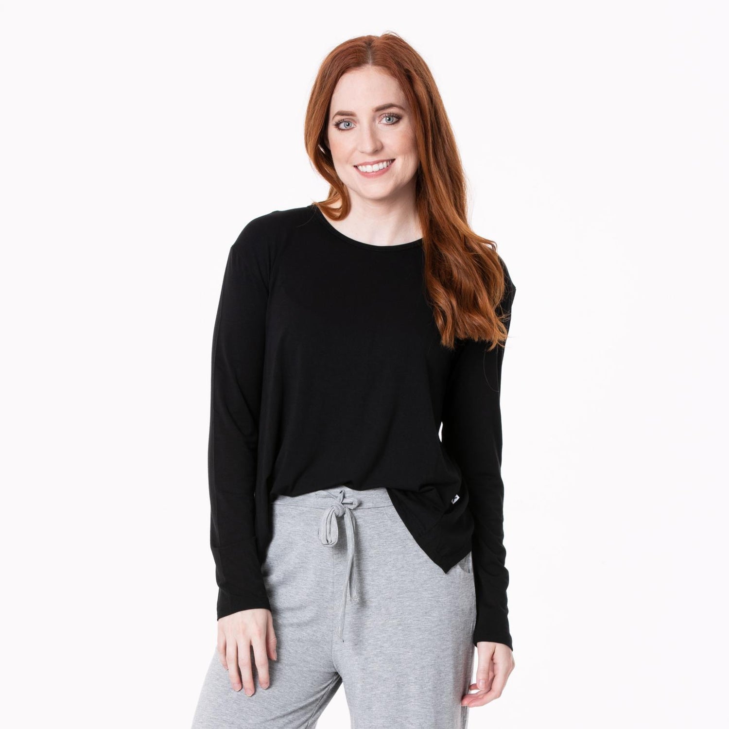 Women's Long Sleeve Butterfly Open-Back Top in Midnight