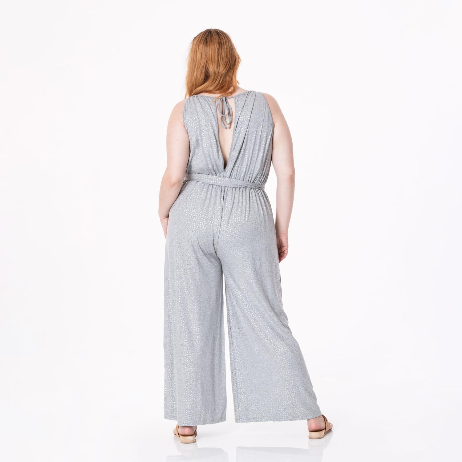 Women's Print Breezy Keyhole Jumpsuit in Road Trip Lattice