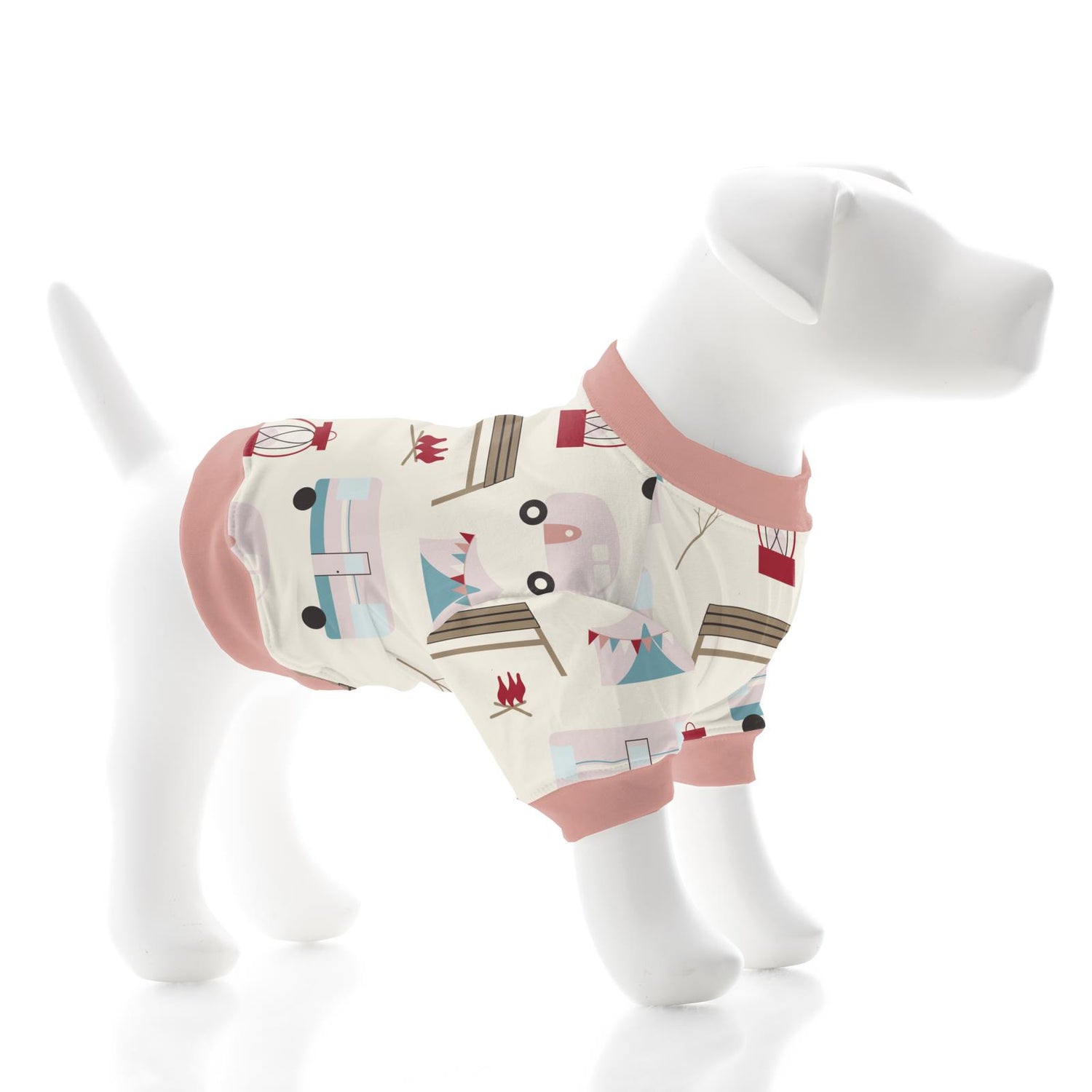 Print Dog Tee in Natural Camping
