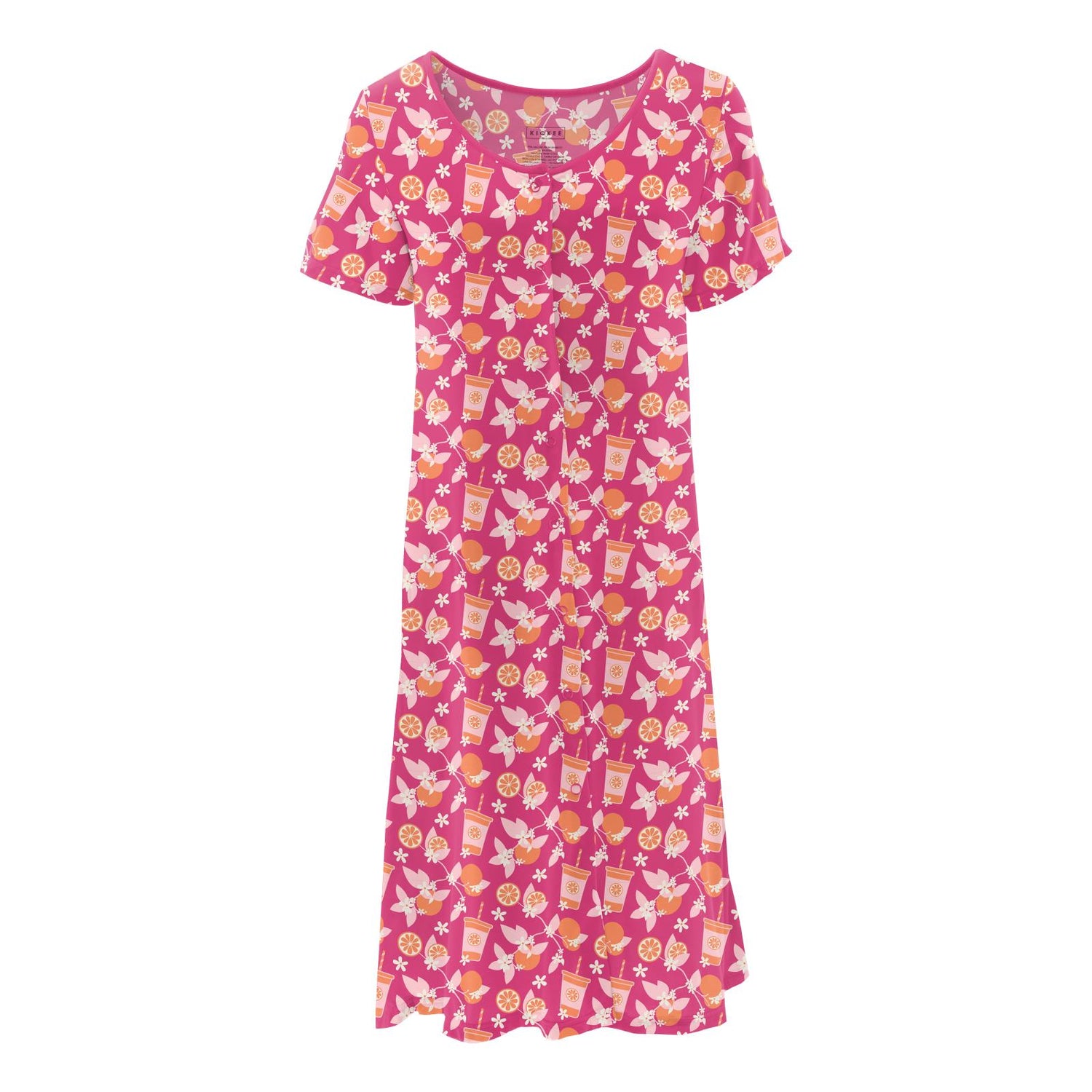 Women's Print Nursing Nightgown in Calypso Orange Cream