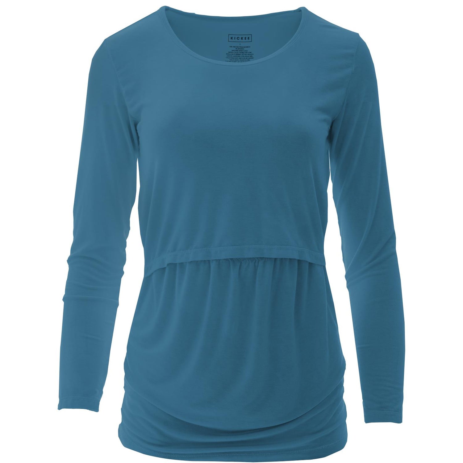 Women's Long Sleeve Nursing Tee in Cerulean Blue