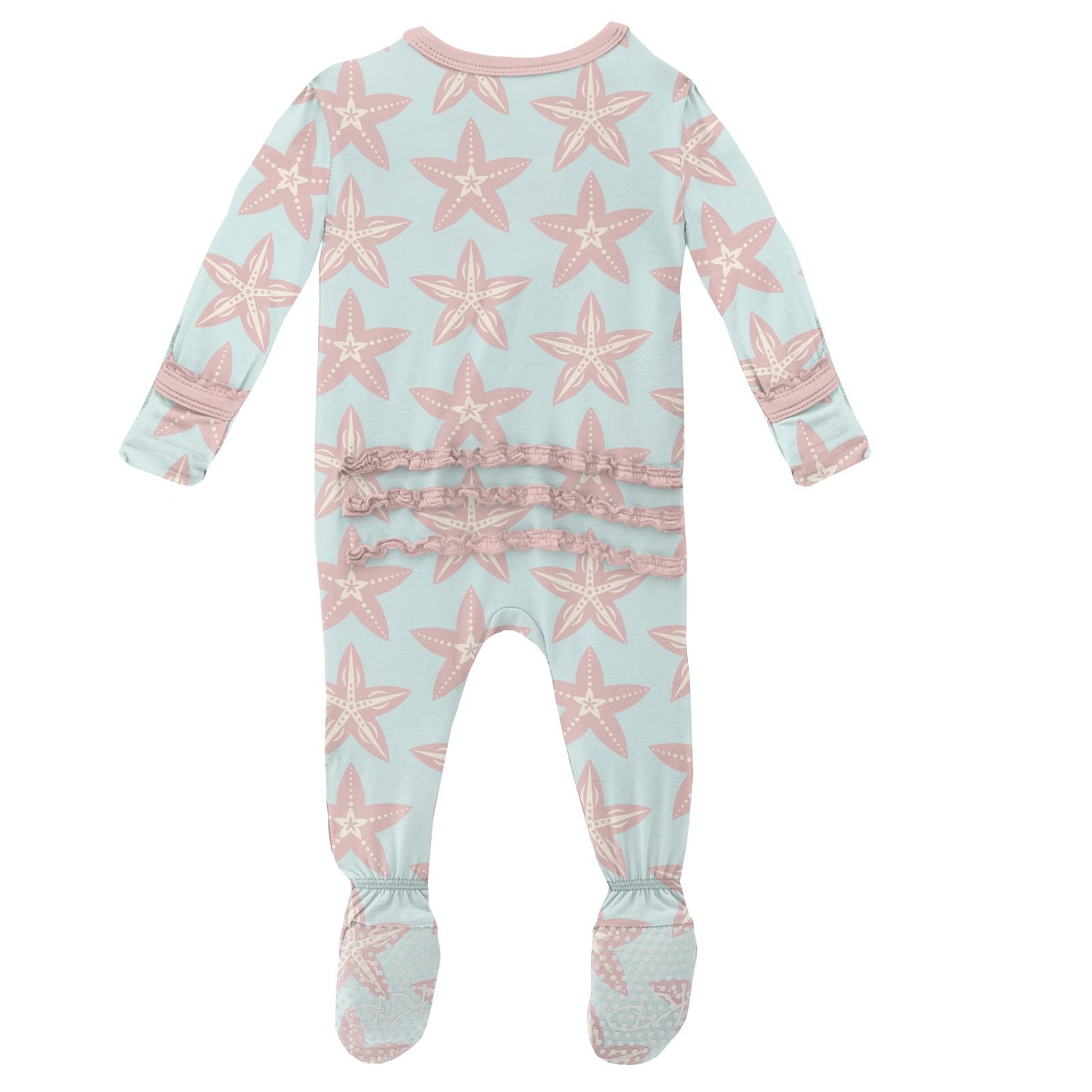 Print Muffin Ruffle Footie with Snaps in Fresh Air Fancy Starfish