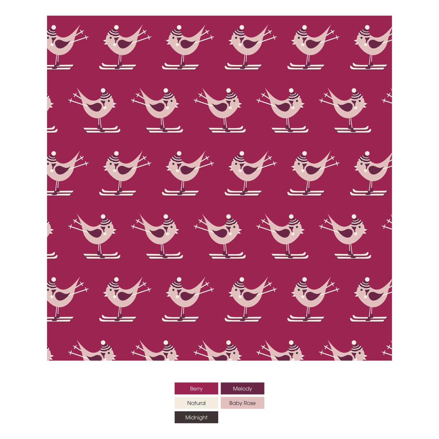 Women's Print Boy Short Underwear in Berry Ski Birds