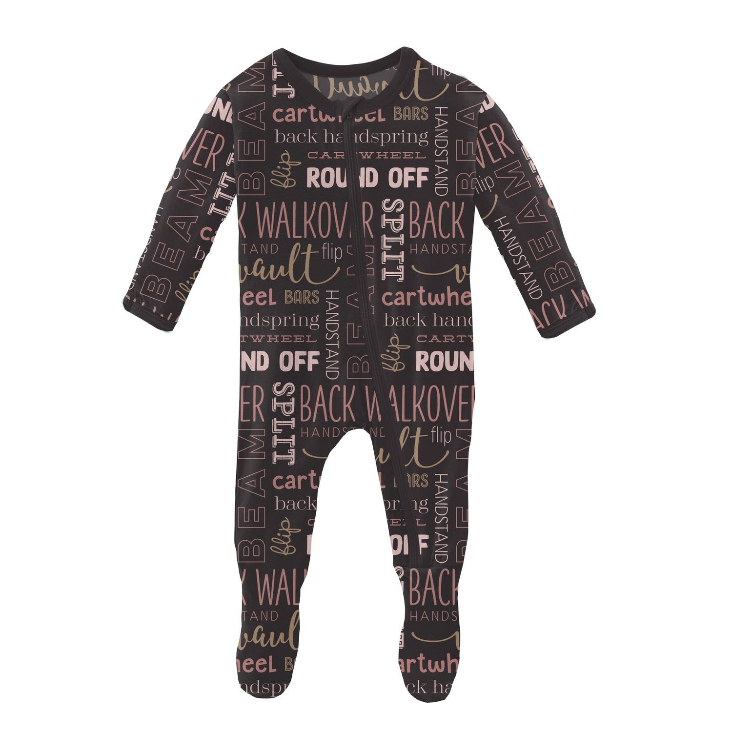Print Footie with Zipper in Zebra Gymnastics