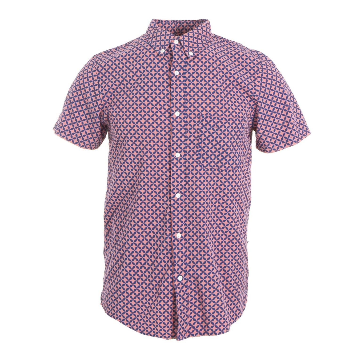 Men's Print Short Sleeve Woven Button Down Shirt in Desert Rose Taj Mahal