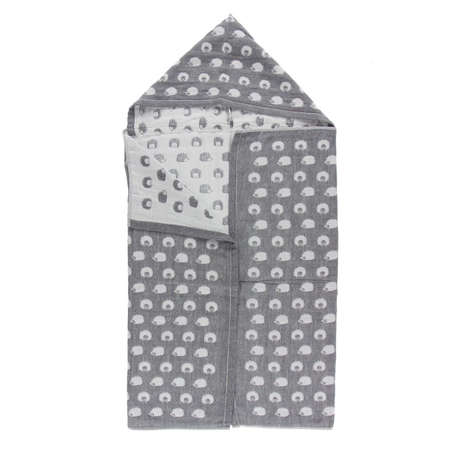 Print Jacquard Muslin Hooded Towel in Hedgehog