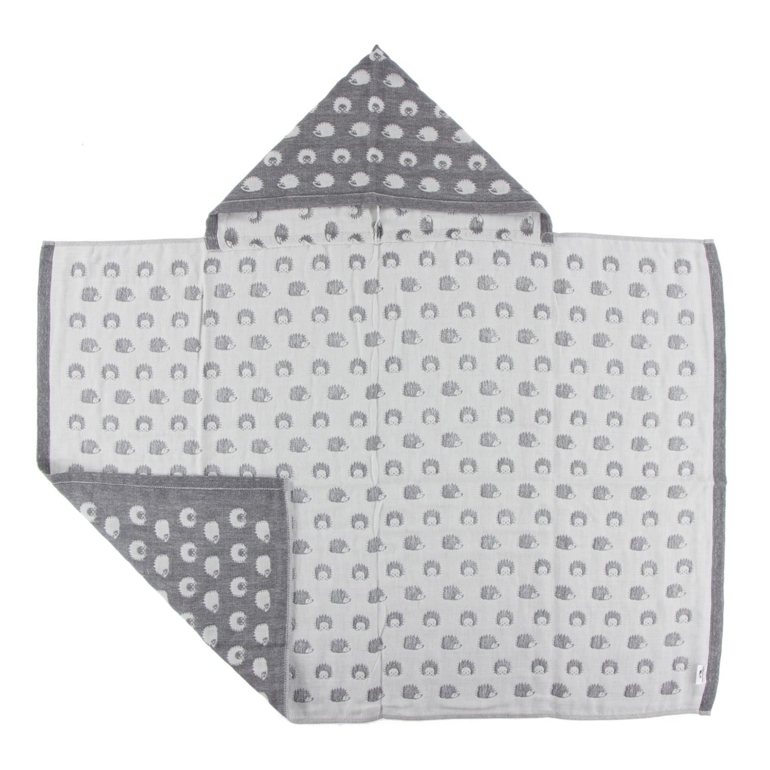 Print Jacquard Muslin Hooded Towel in Hedgehog
