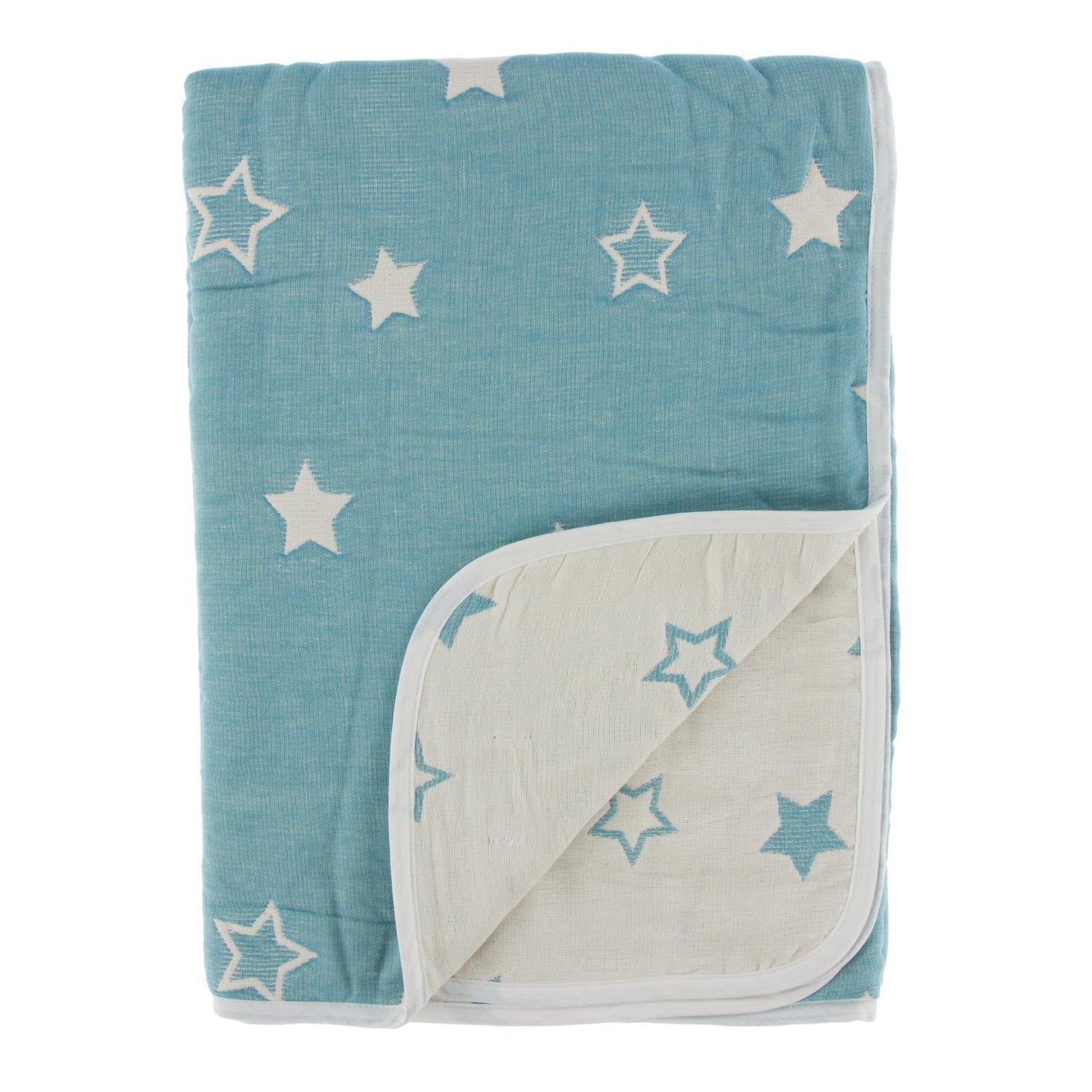 Jacquard Muslin Toddler/Kid Nap Blanket in Green Star