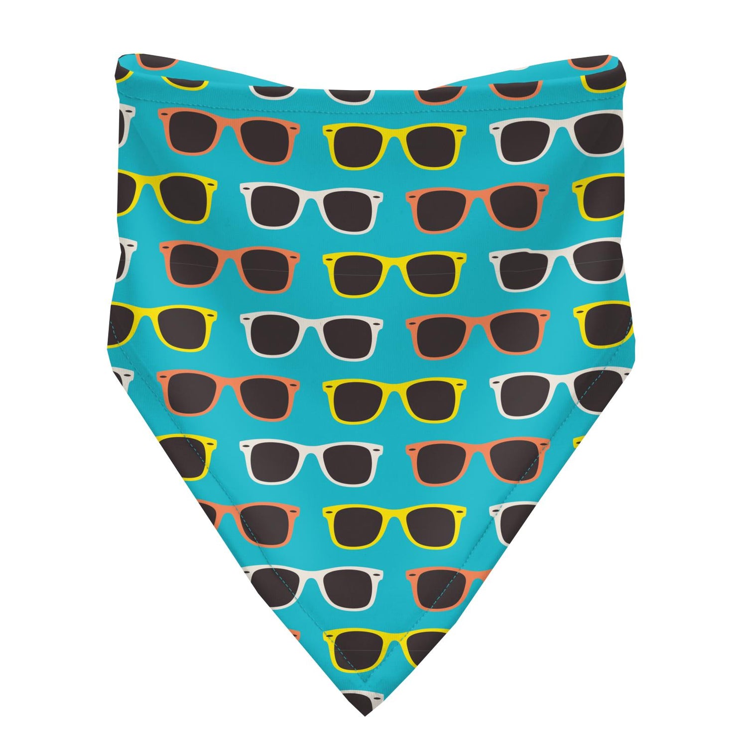 Print Bandana Bib Set of 3 in Confetti Skateboard, Cerulean Blue Palm Tree Sun & Confetti Sunglasses